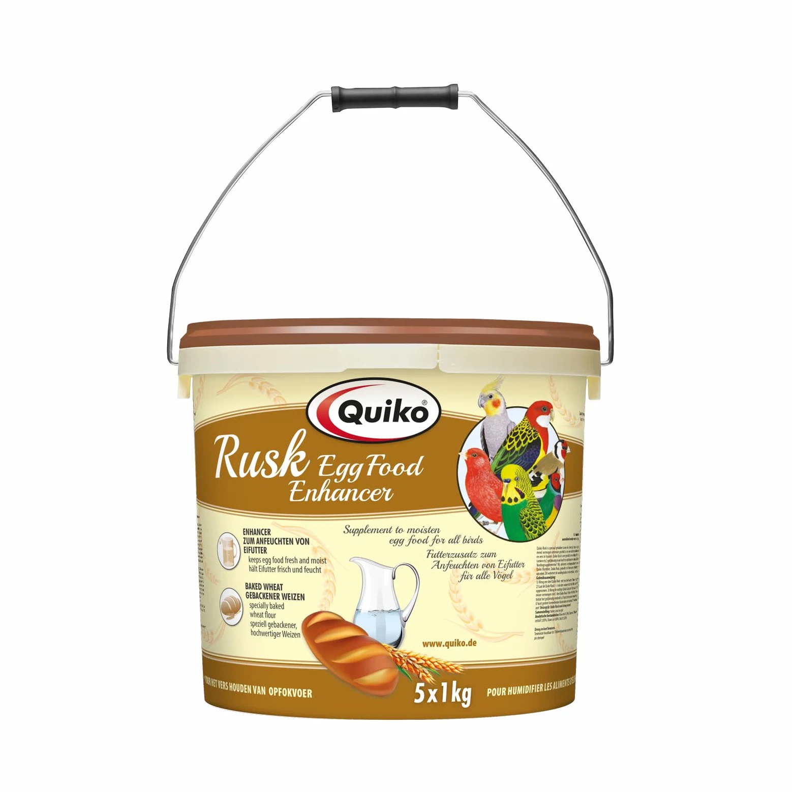 Quiko Rusk 5Kg - Specjalny dodatek paszowy do nawilżania pasz dla ptaków ozdobnych