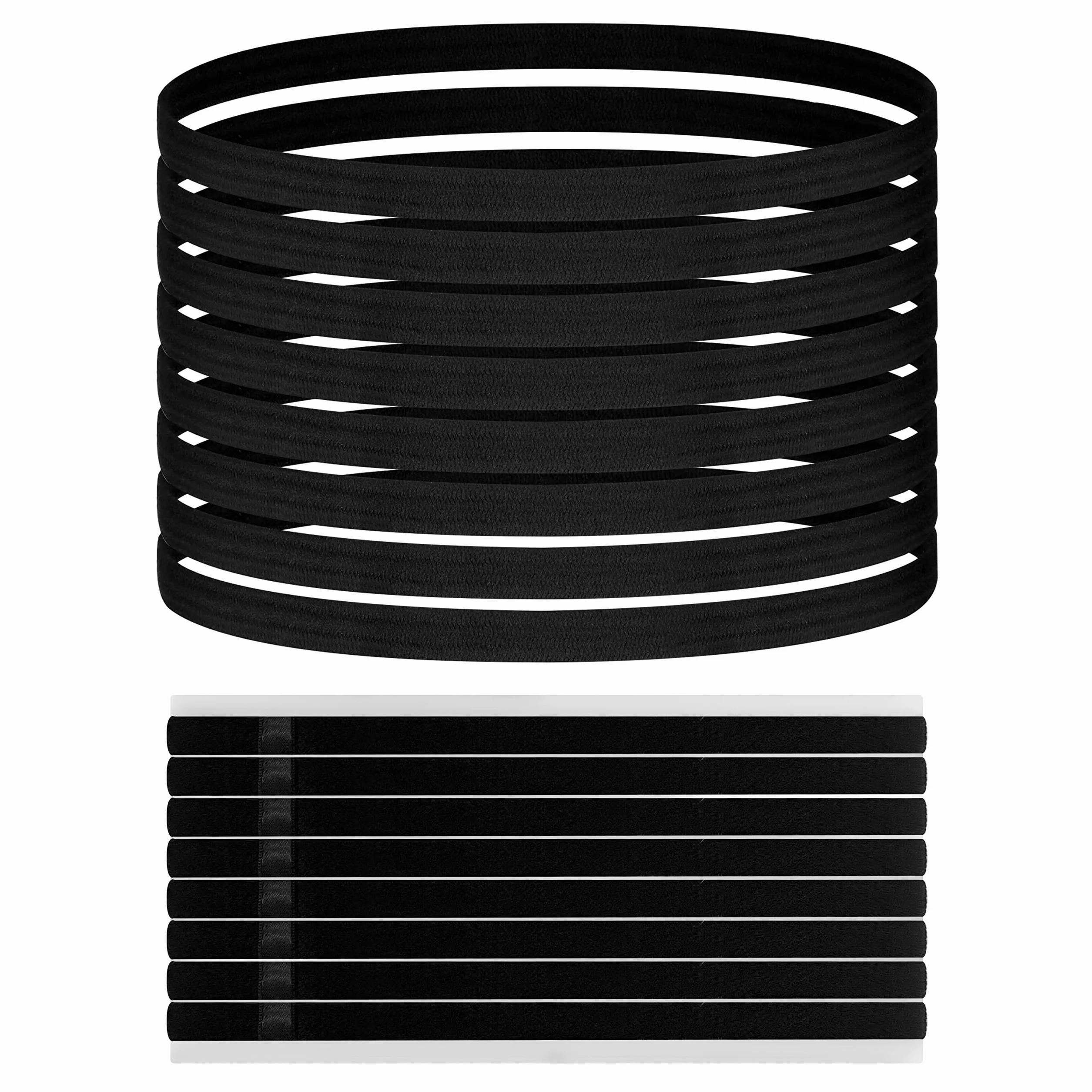 Opaska Sportowa na Głowę - 20 cm Długości, 8-Pak - ✮DOŻYWOTNIA GWARANCJA✮ - Sportowe Opaski Fitness - Rozciąga się do 70 cm - Opaska Treningowa do Włosów i na Uszy - Akcesoria Sportowe