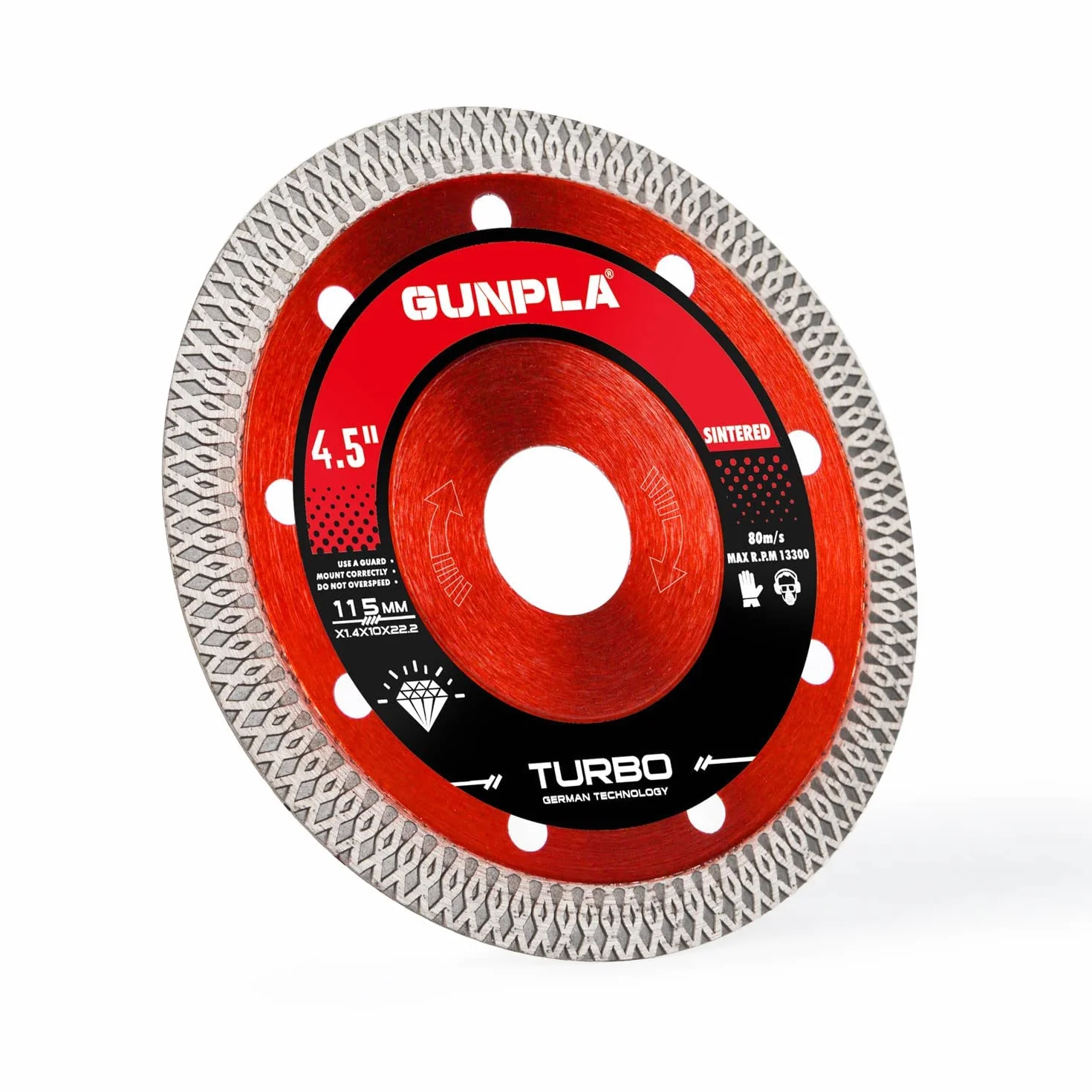 Gunpla Tarcze do cięcia diamentowego 115 mm x 1,4 x 22,2 mm, cienkie, czyste szybkie cięcie na betonie, marmurze, płytkach porcelanowych, granit, cegłach, kamieniu i tynku, tarcza tarczowa 11,5 cm tarcza tarczowa do cięcia na sucho i na mokro do szlifierk