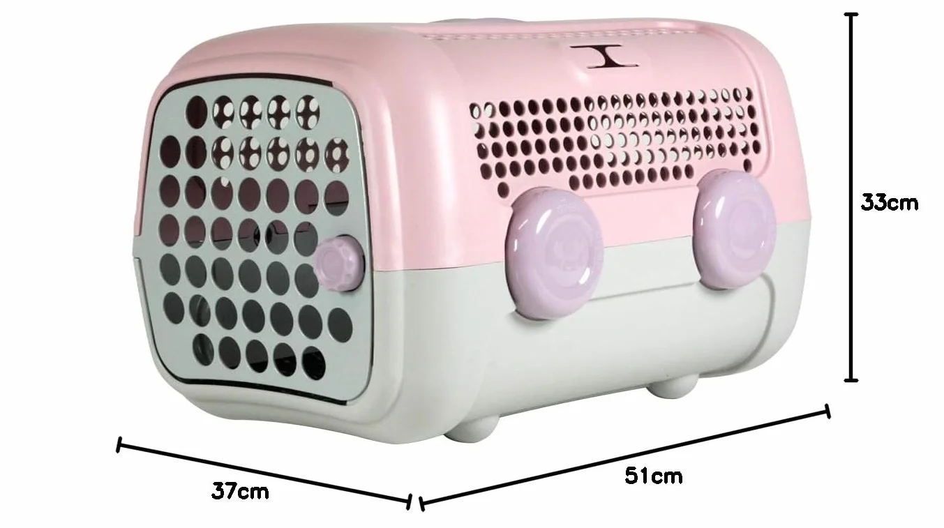 United Pets A.U.T.O. Transporter dla Zwierząt z Twardą Skorupą, Różowy i Szary, dla Małych Psów i Kotów