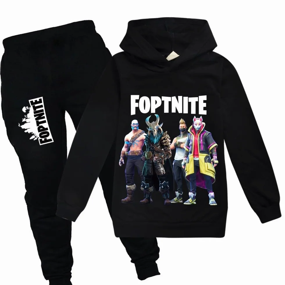 Strój sportowy dla dzieci z nadrukiem kreskówki 3D, sweter rekreacyjny dla dzieci, bluza z kapturem + spodnie