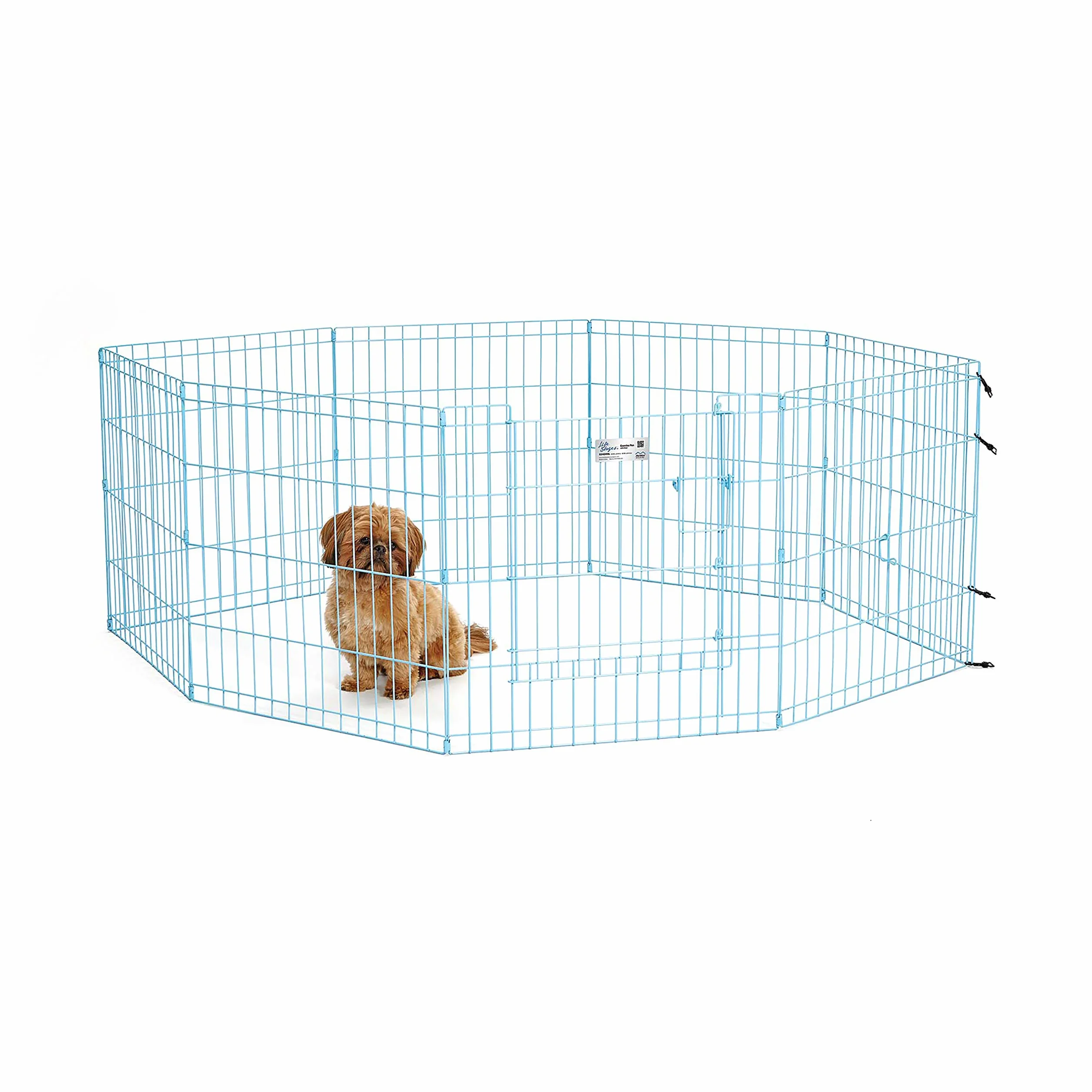 MidWest Homes for Pets Składany metalowy kojec do ćwiczeń/kojec dla zwierząt domowych z drzwiami, 60,96 szer. x 60,96 wys. centymetra; niebieski; 524DRBL