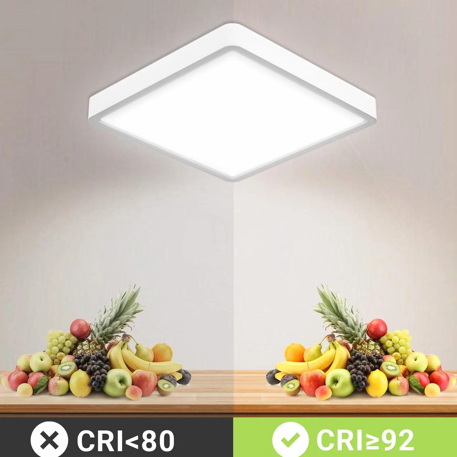 LQWELL® Lampa Sufitowa LED, IP44 Wodoodporna Lampa Łazienkowa Kwadratowa Płaska 18W 6000K 1600 Lm Cienka Do Salonu Łazienka Sypialnia Kuchnia PrzedpokÓJ Piwnica Biuro, 220 * 24 Mm