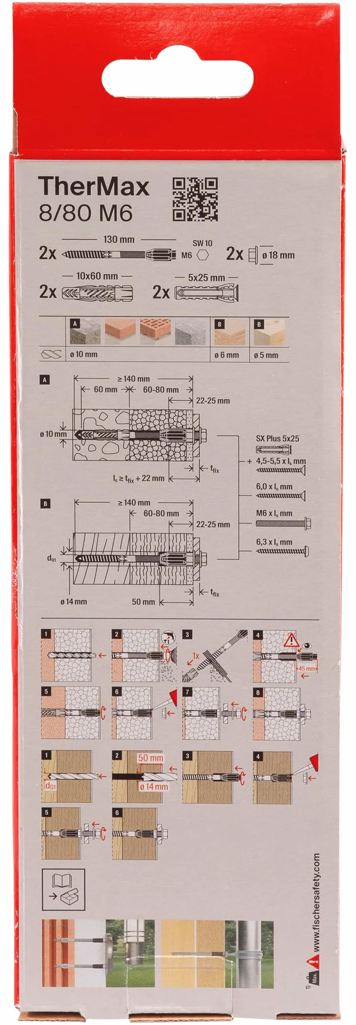Fischer Thermax 2 System Montażu Dystansowego, Czarny, 2 Sztuki