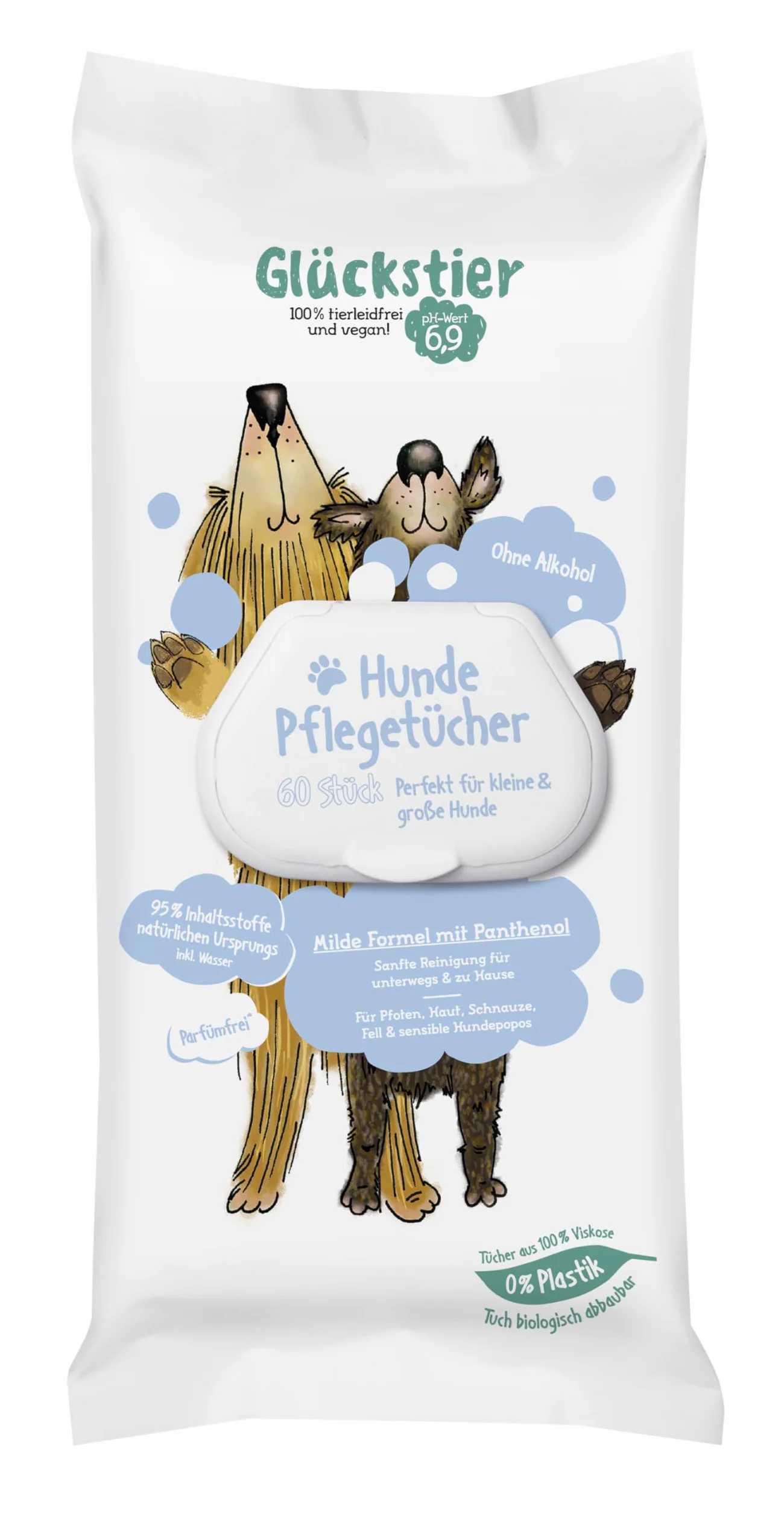 Glückstier Ściereczki do pielęgnacji psów, idealna pielęgnacja sierści w podróży (60 szt.)