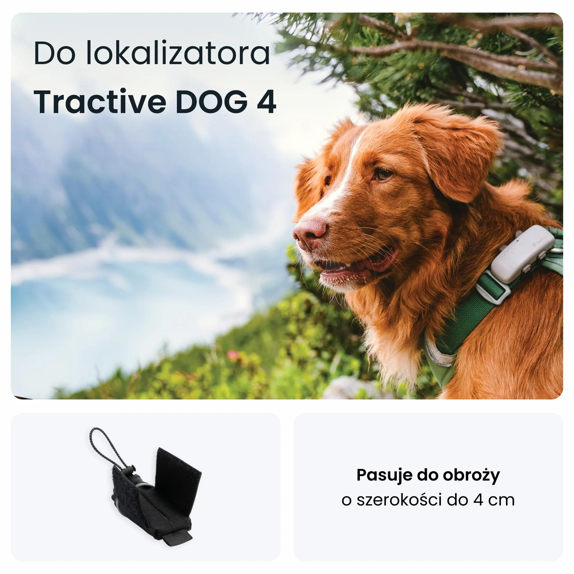 Tractive — torebka na lokalizator Rogz. Bezpieczne mocowanie lokalizatora GPS dla psa do obroży (z paskami na rzepy).