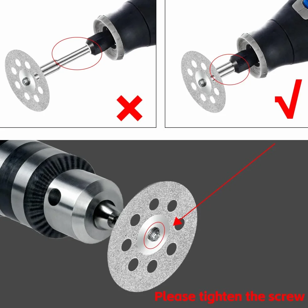Flintronic 24 diamentowe tarcze tnące 22 mm, do narzędzi obrotowych Dremel, z 4 trzpieniami 3 mm i śrubokrętem