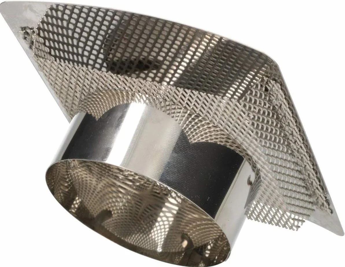 KOTARBAU® Kratka wentylacyjna wypukła z siatką metalową Ø 100 mm stal nierdzewna matowa