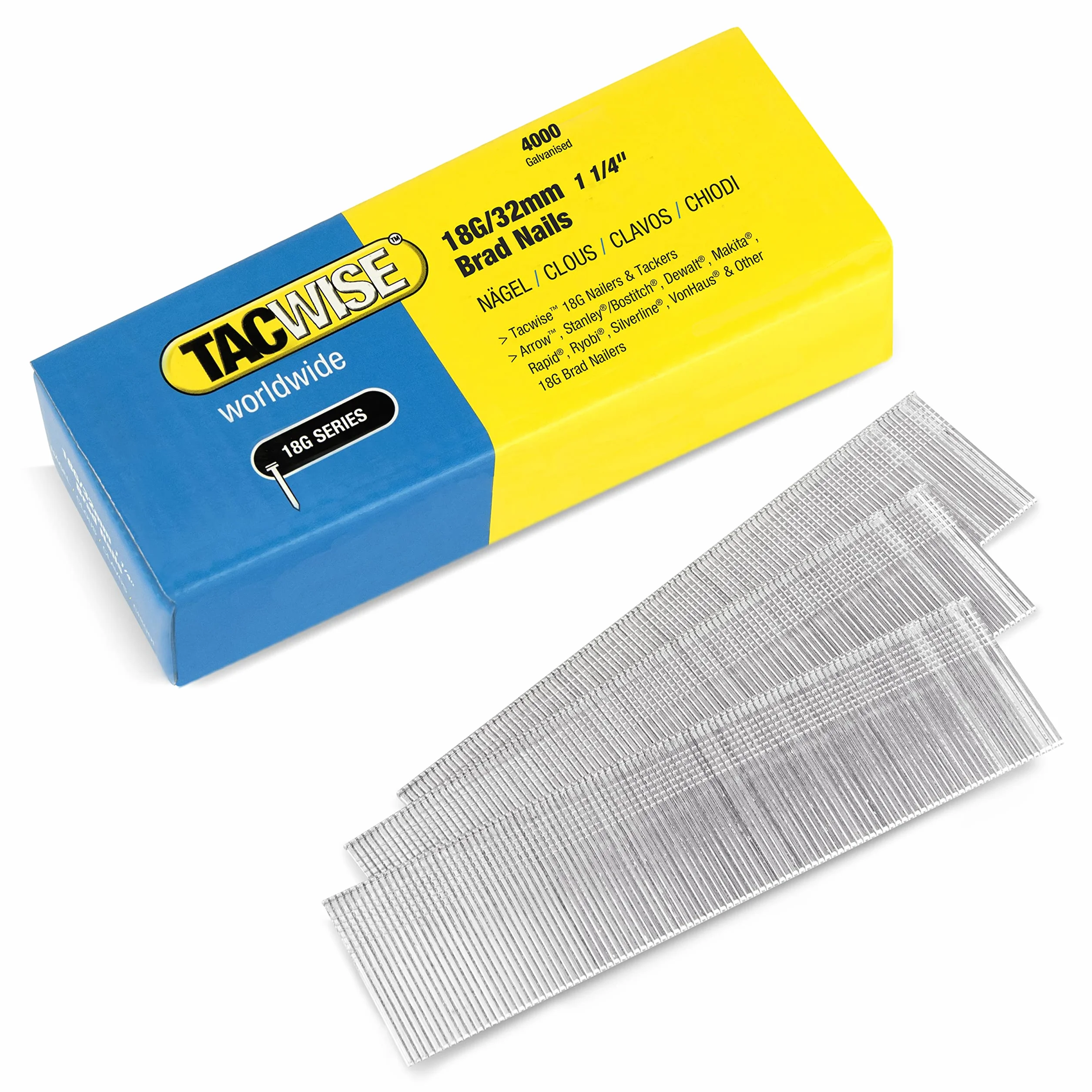 TACWISE 1712 Typ 18G 32 mm ocynkowane gwoździe Brad 4000 sztuk