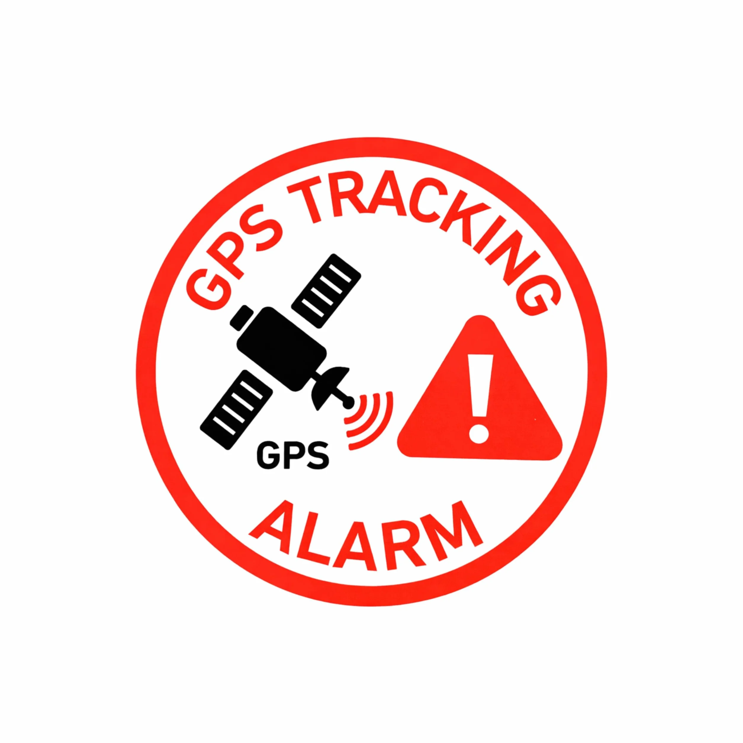 Naklejki GPS TRACKING ALARM 12 szt Ø 3 cm folia samoprzylepna ostrzegawcza