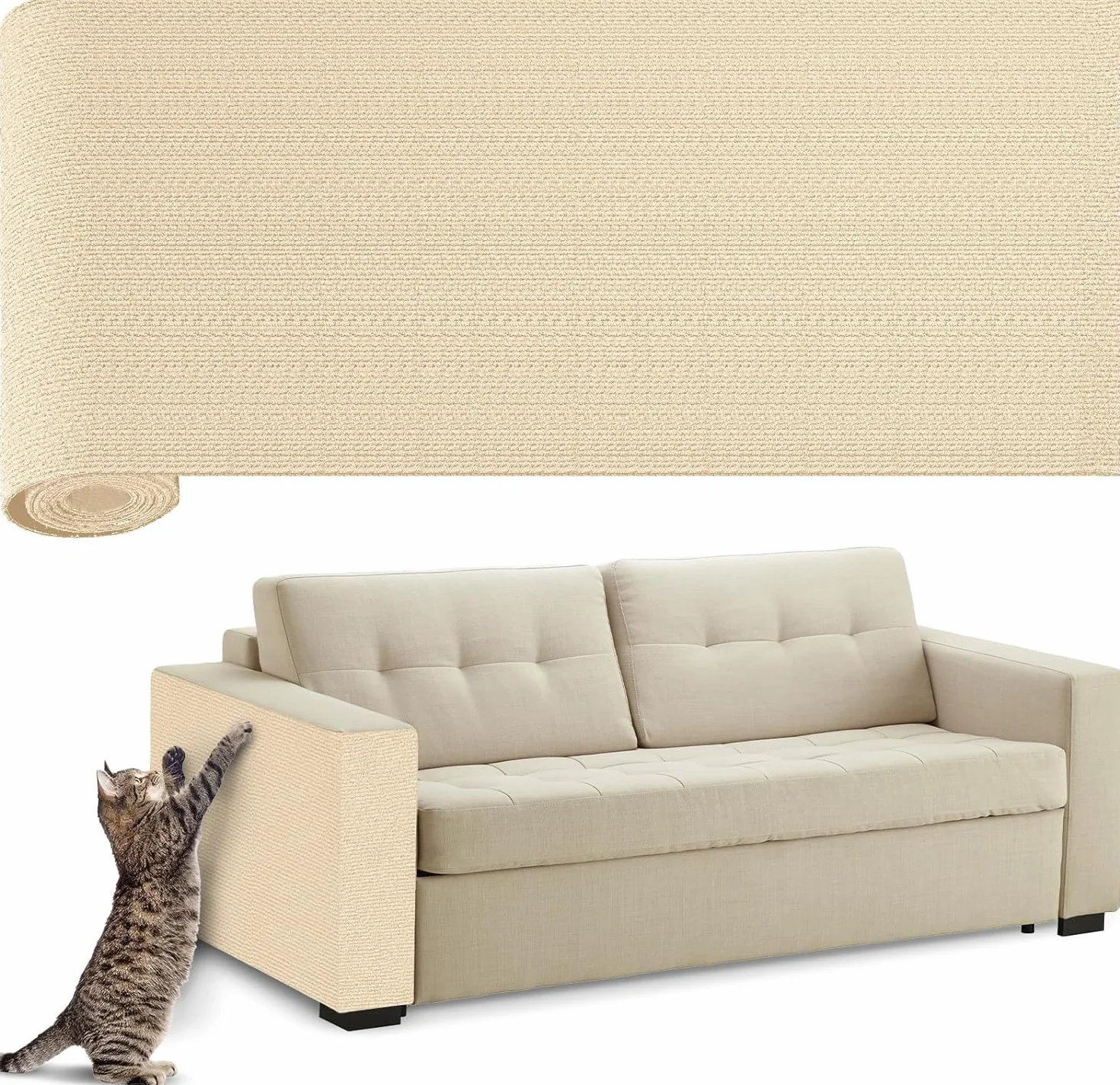 Samoprzylepna mata chroniąca przed zadrapaniami na sofę i ścianę, 40 x 200 cm, ochrona przed zadrapaniami na sofę, kot – przycinana ochrona przed zadrapaniami dla kotów, tapczan, "zrób to sam"