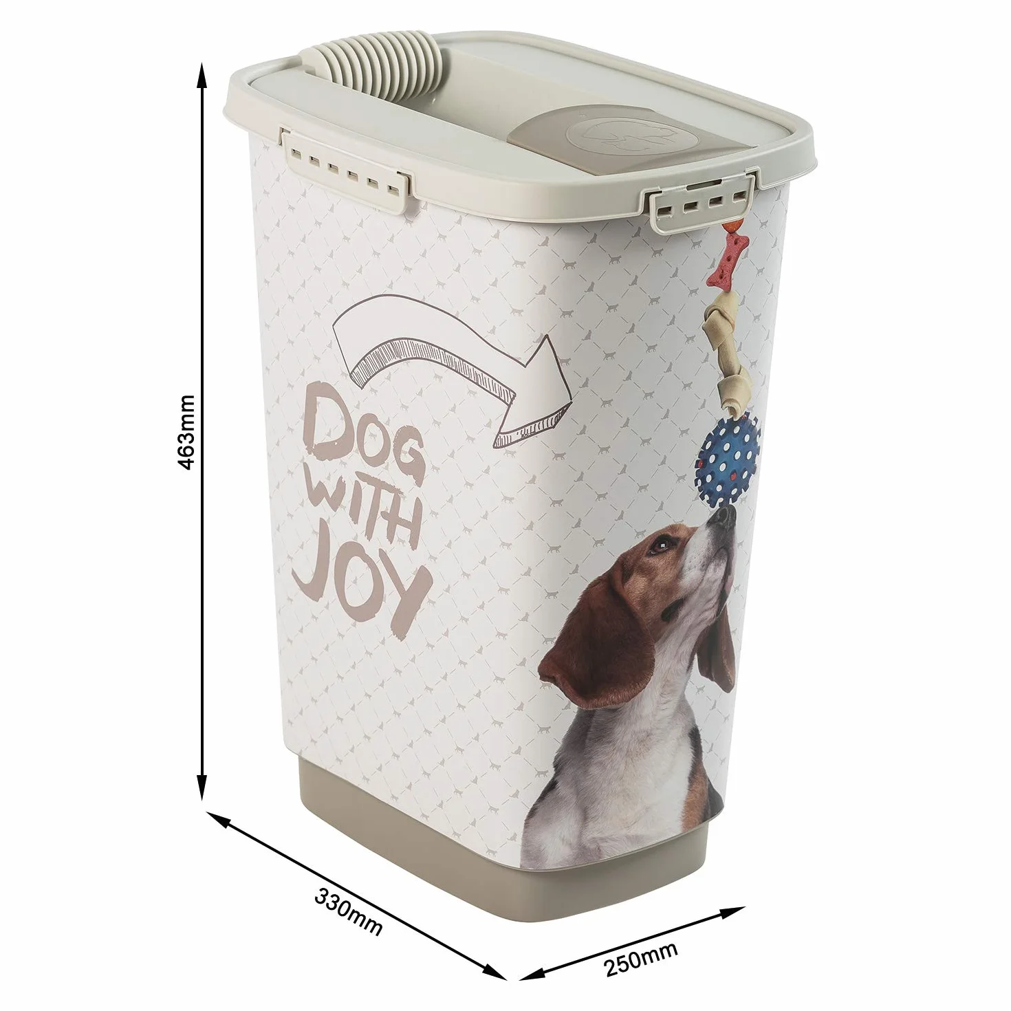 Rotho Mypet Cody Pojemnik na karmę dla zwierząt, 25 l z pokrywką i wylewką, tworzywo sztuczne (PP) bez BPA, antracyt/biały, 25 l (33,0 x 25,0 x 46,3 cm)