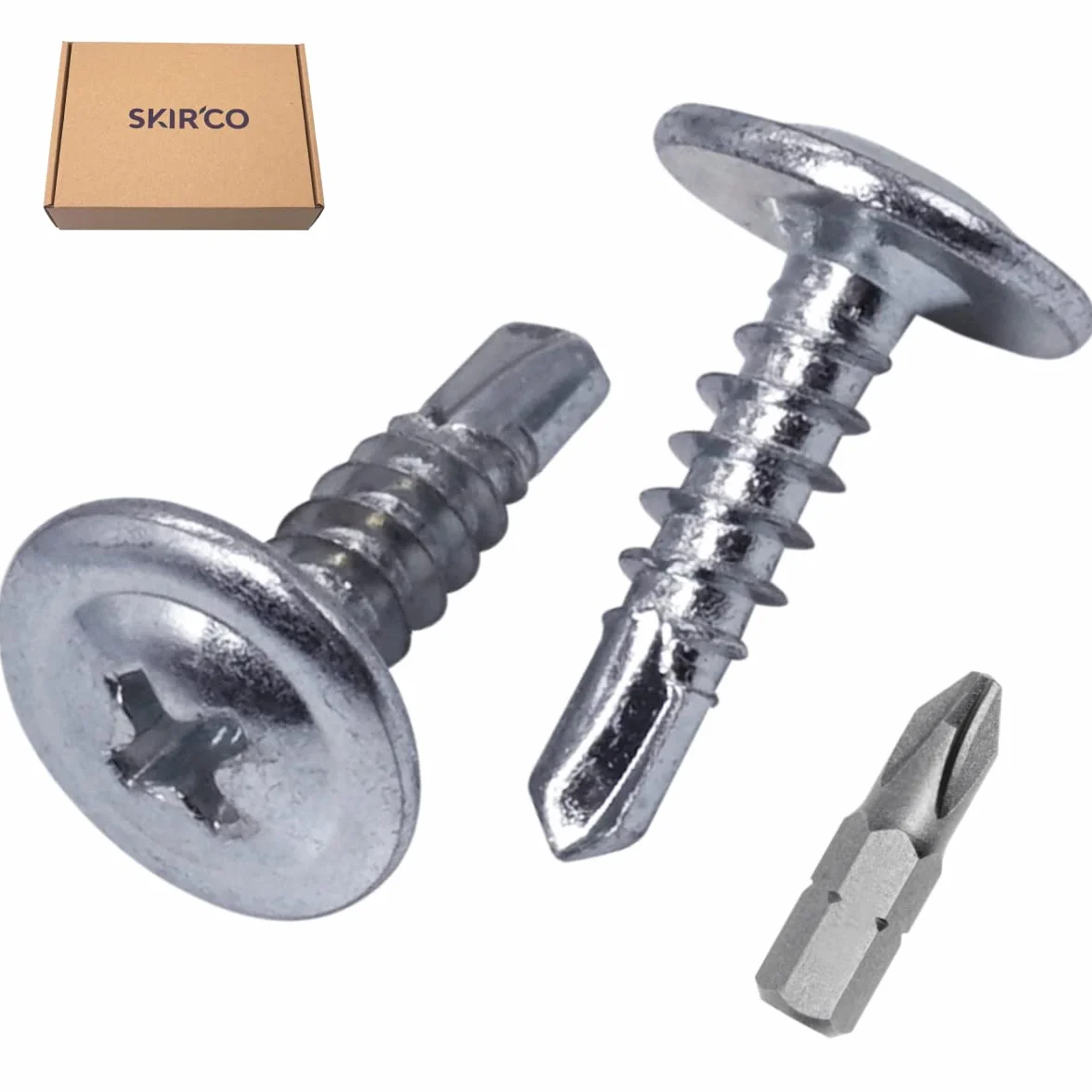 SKIR'CO (1000 szt.) ocynkowane wkręty samoniercające 4,2 x 16 mm, śruba do blachy, zmodyfikowana PH głowica kratownicy