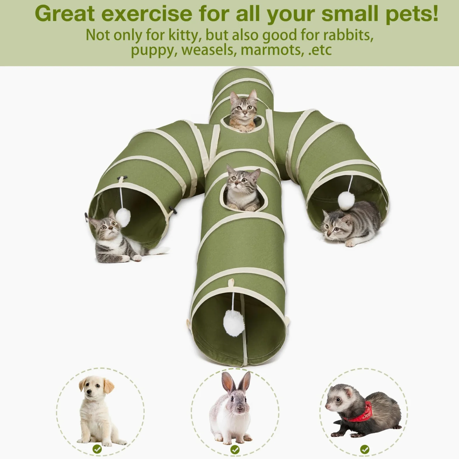 Ownpets Tunel dla kota z tkaniny Oxford, składany, odporny na rozdarcie, szary, średnica