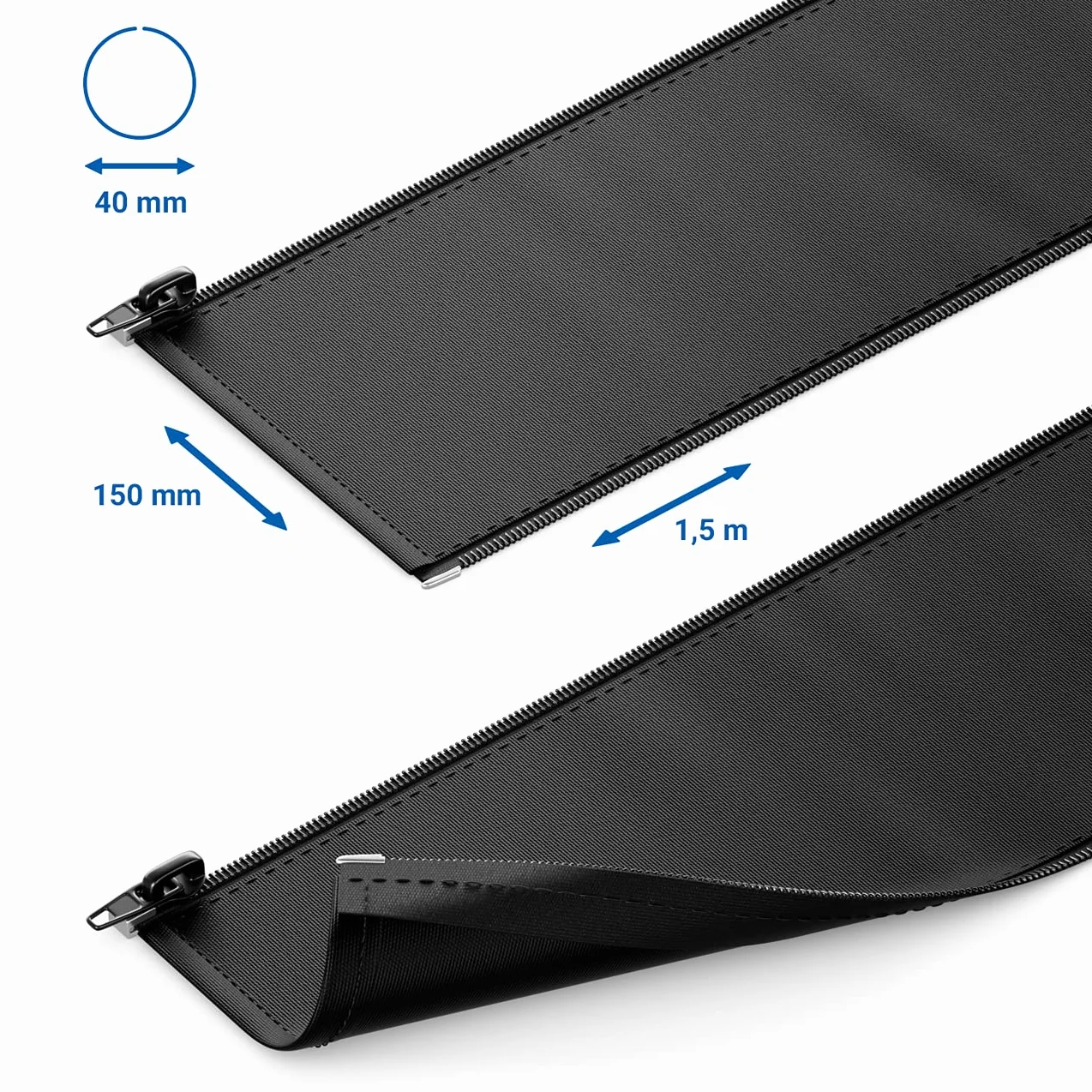 deleyCON 1,5m Organizer Kabli z Suwakiem Srednica 40mm Organizacja Kabli Kanał Kablowy Osłona Kabli Wytrzymały Nylon Maskownica Kabli Gospodarstwo Domowe Biuro Biurko Biała