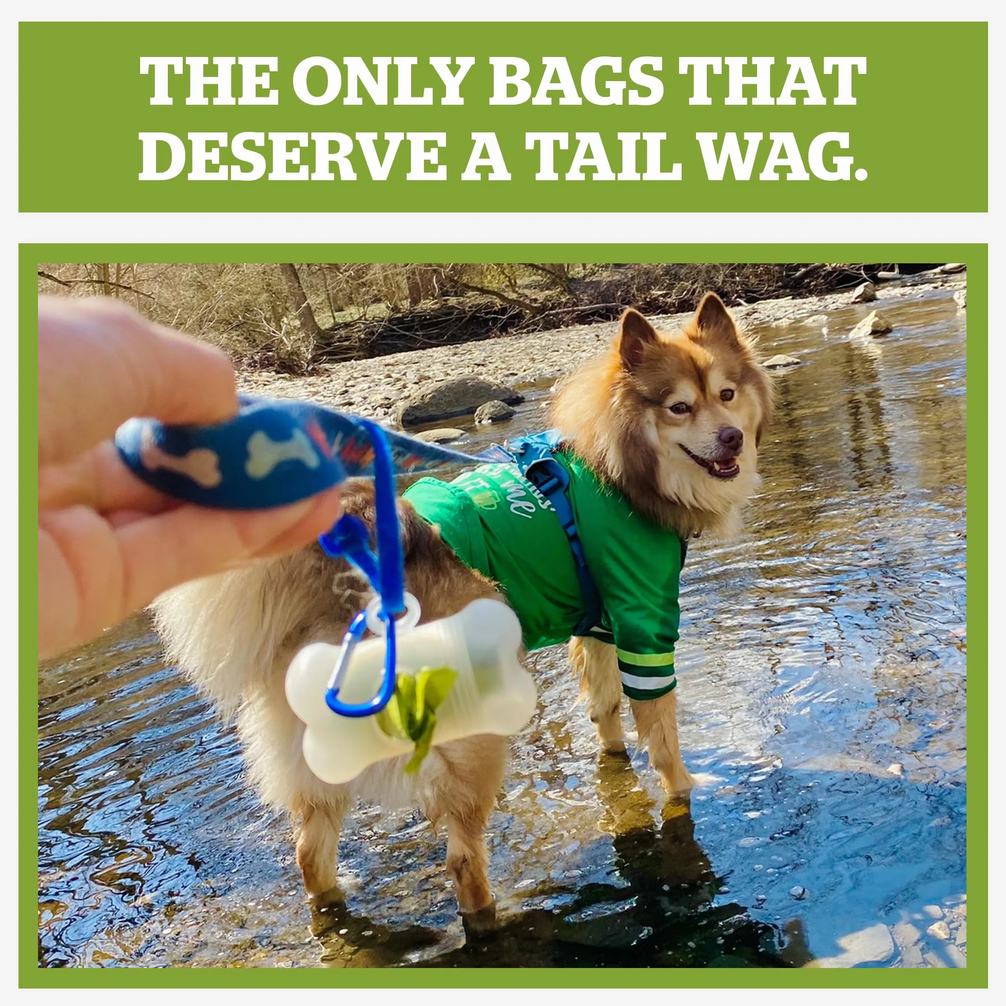 Pogi's Dog Poo Bag Holder – dozownik z metalowym karabińczykiem na smycze, zawiera 15 bezzapachowych torebek