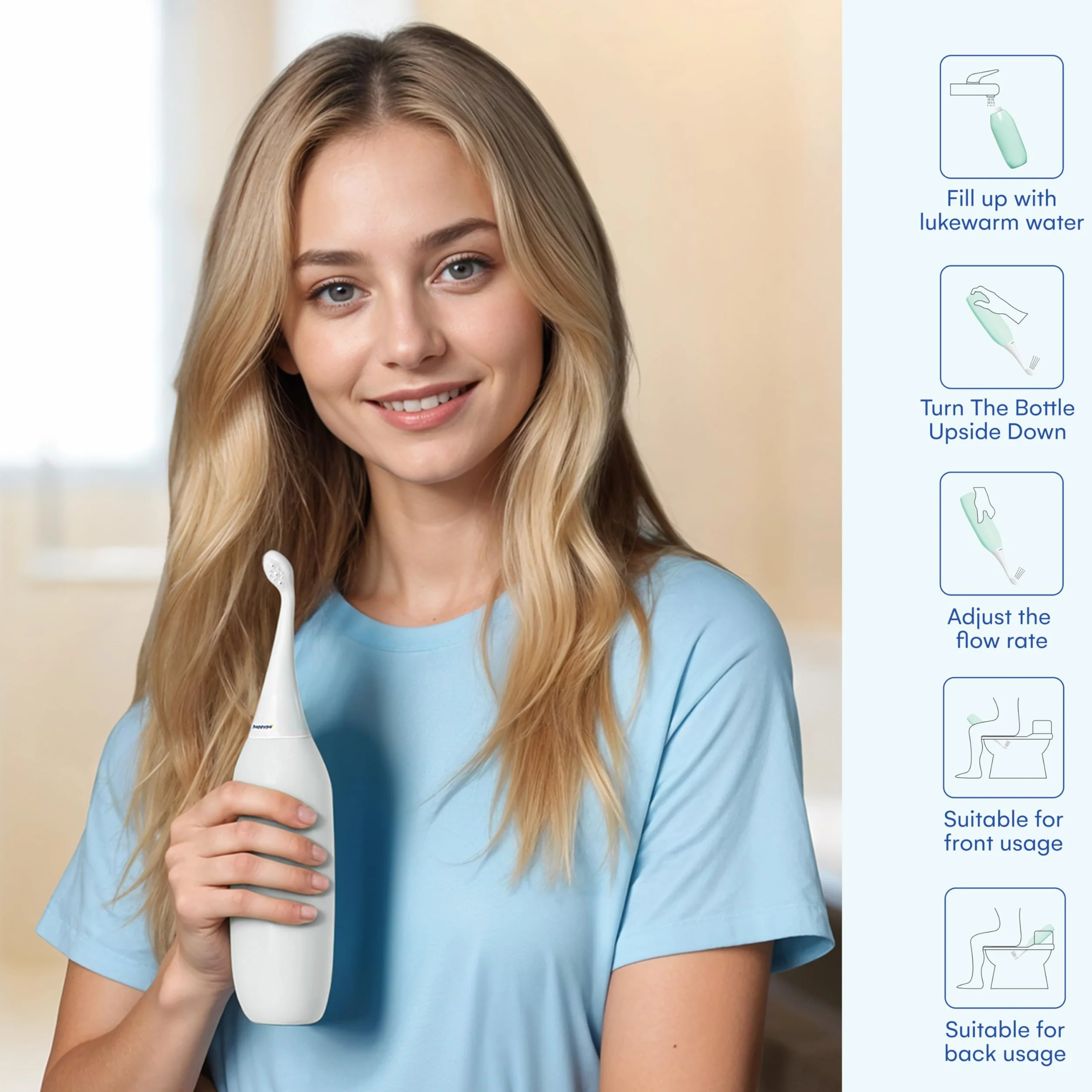 Happypo Po Shower 2.0 mobilny bidet podróżny intymny prysznic biały Easy-Bidet