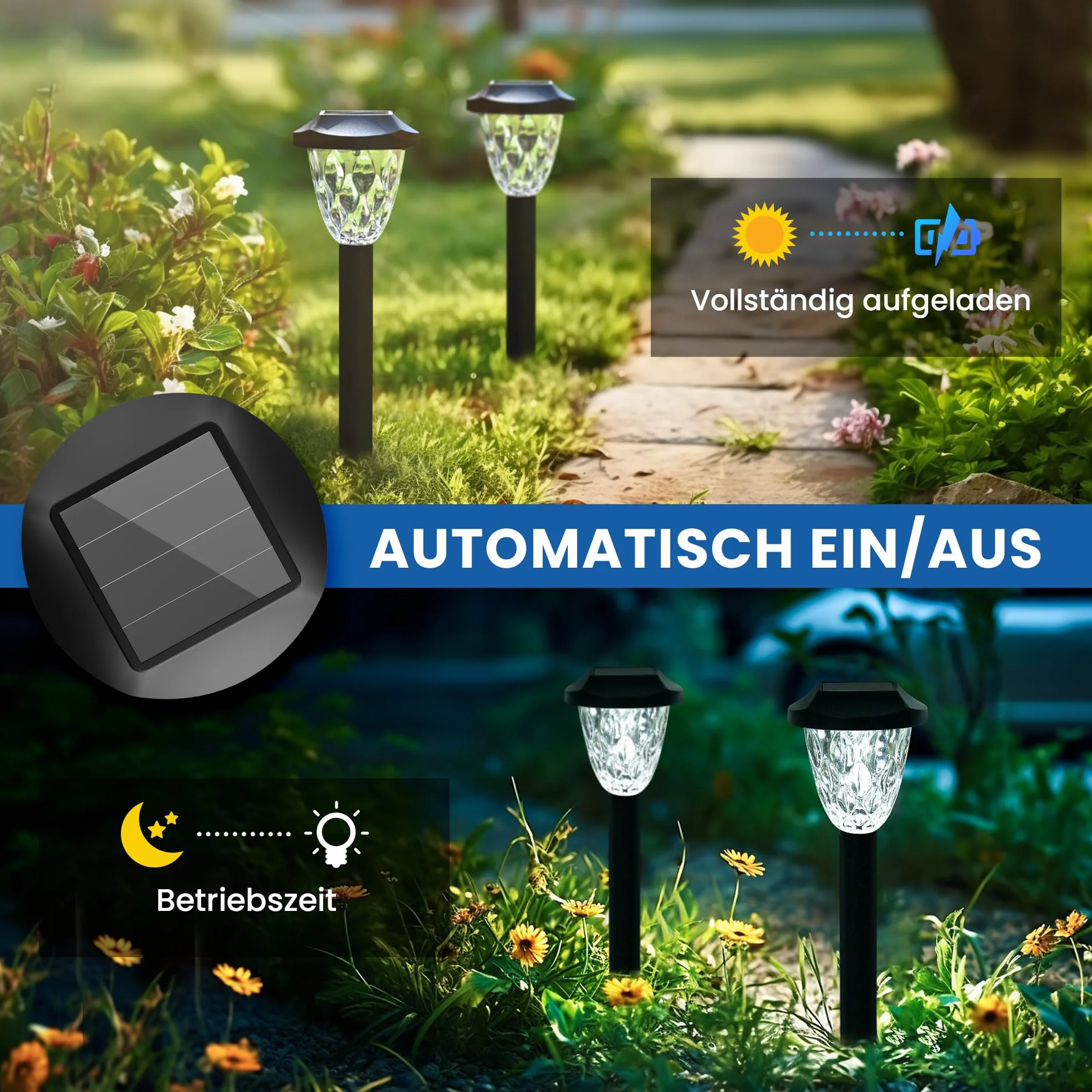 GIGALUMI Lampy solarne LED 12 sztuk wodoodporne automatyczne włączanie/wyłączanie do ogrodu