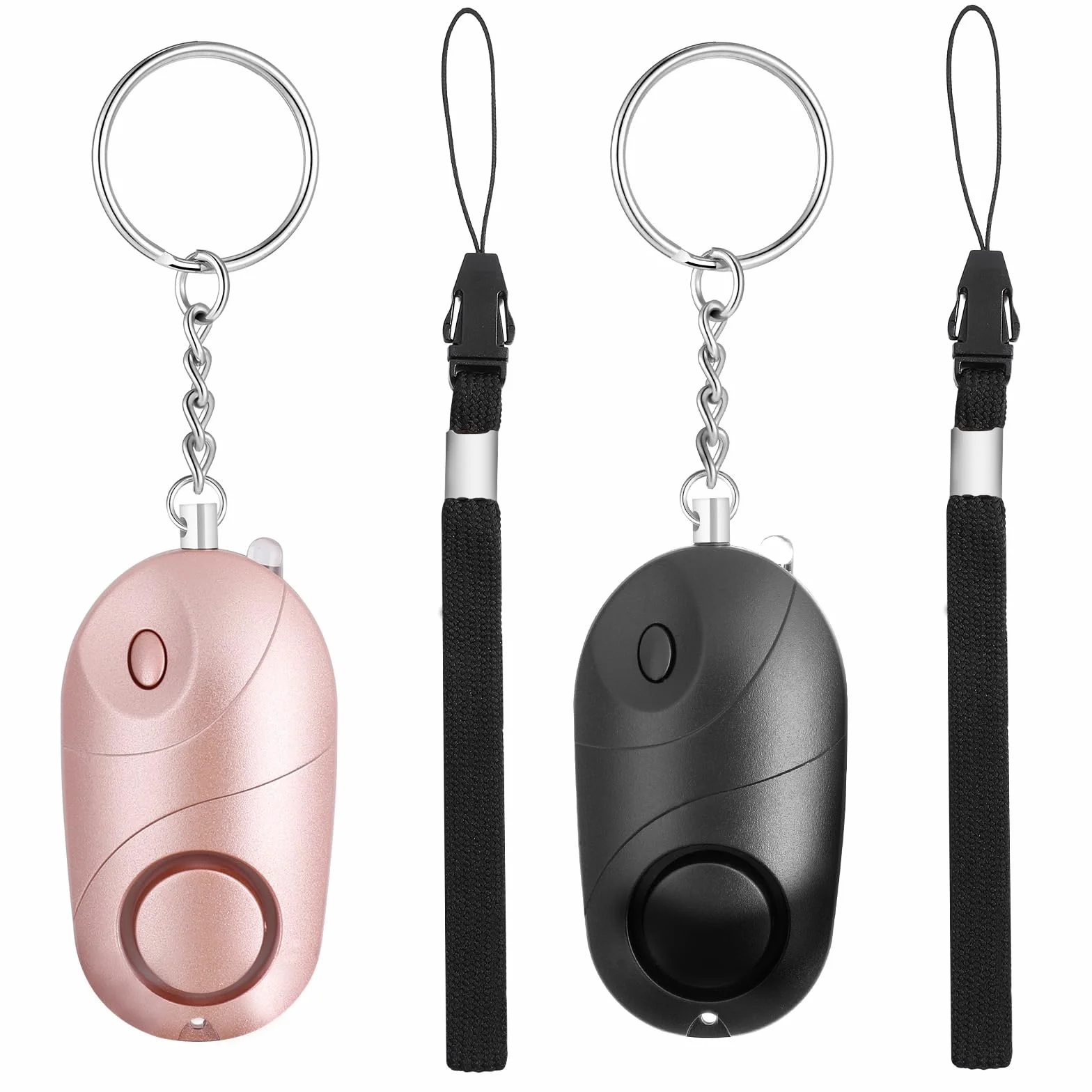 Alarm osobisty 140 dB LED Zestaw 2 breloków syreny dla kobiet różowy czarny