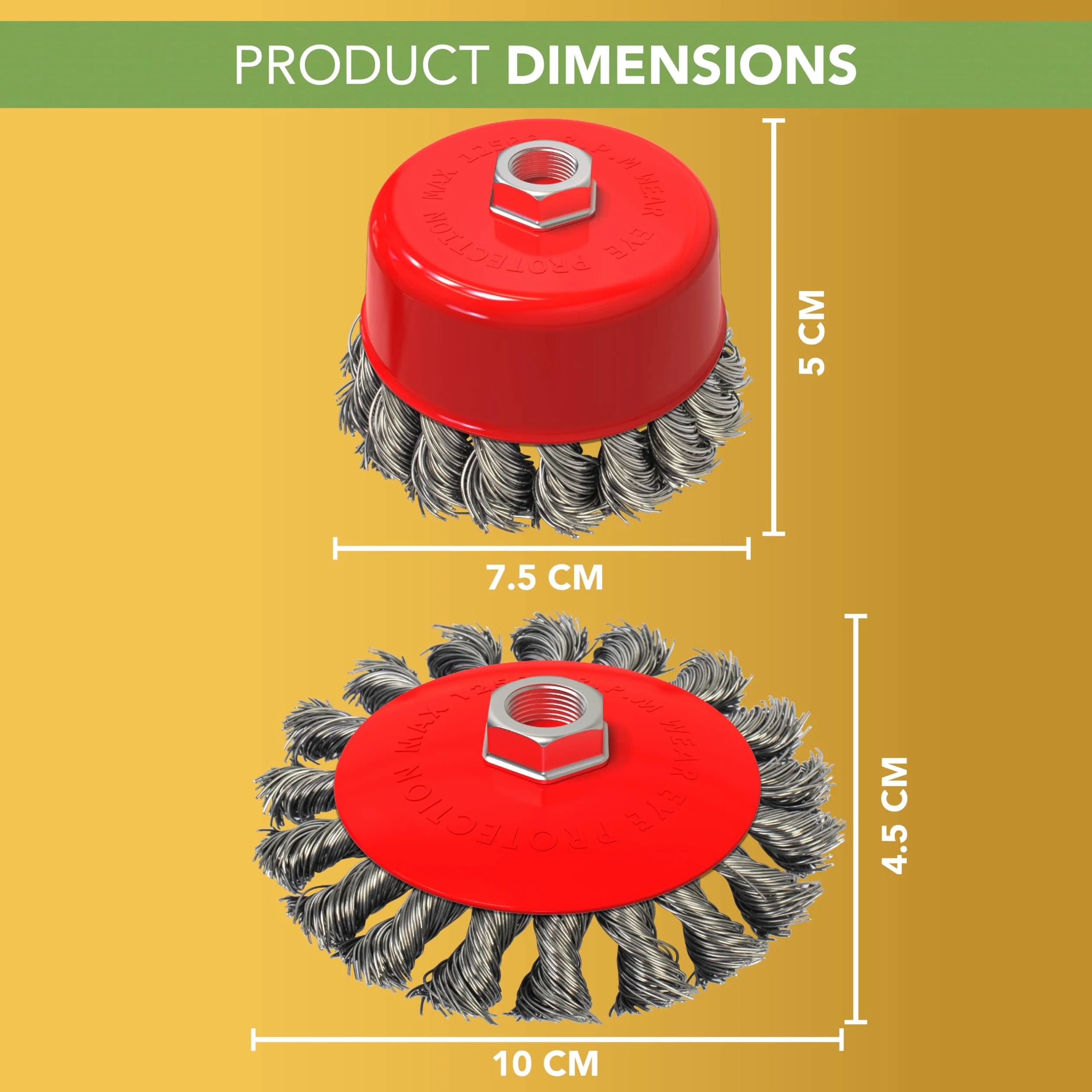 BLOSTM zestaw drucianych szczotek skręconych węzeł, 4 szt., do szlifierki kątowej, pasuje do każdego modelu 115 mm z gwintem M14, rozmiary: 75x100 mm