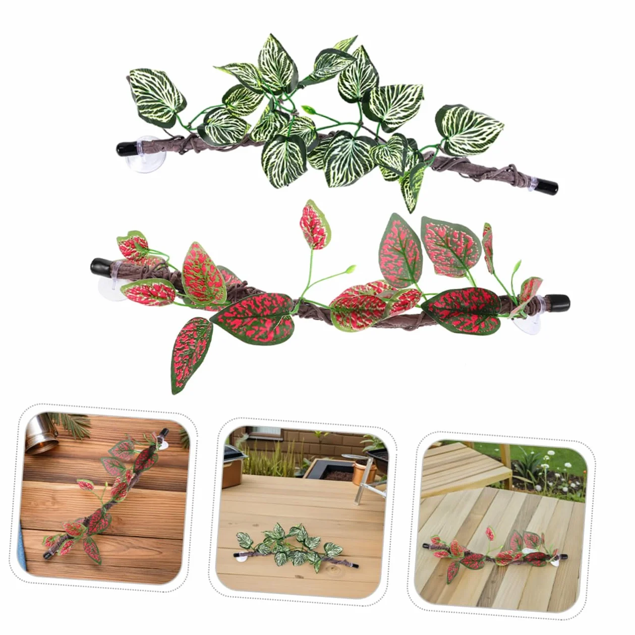 ORFOFE 2 Szt. Realistic Jungle Vines with Suction Cup for Reptile Tank Climbing Branches Flexible Terrarium Plant Decoration for Snakes Lizards Amphibians And Spiders