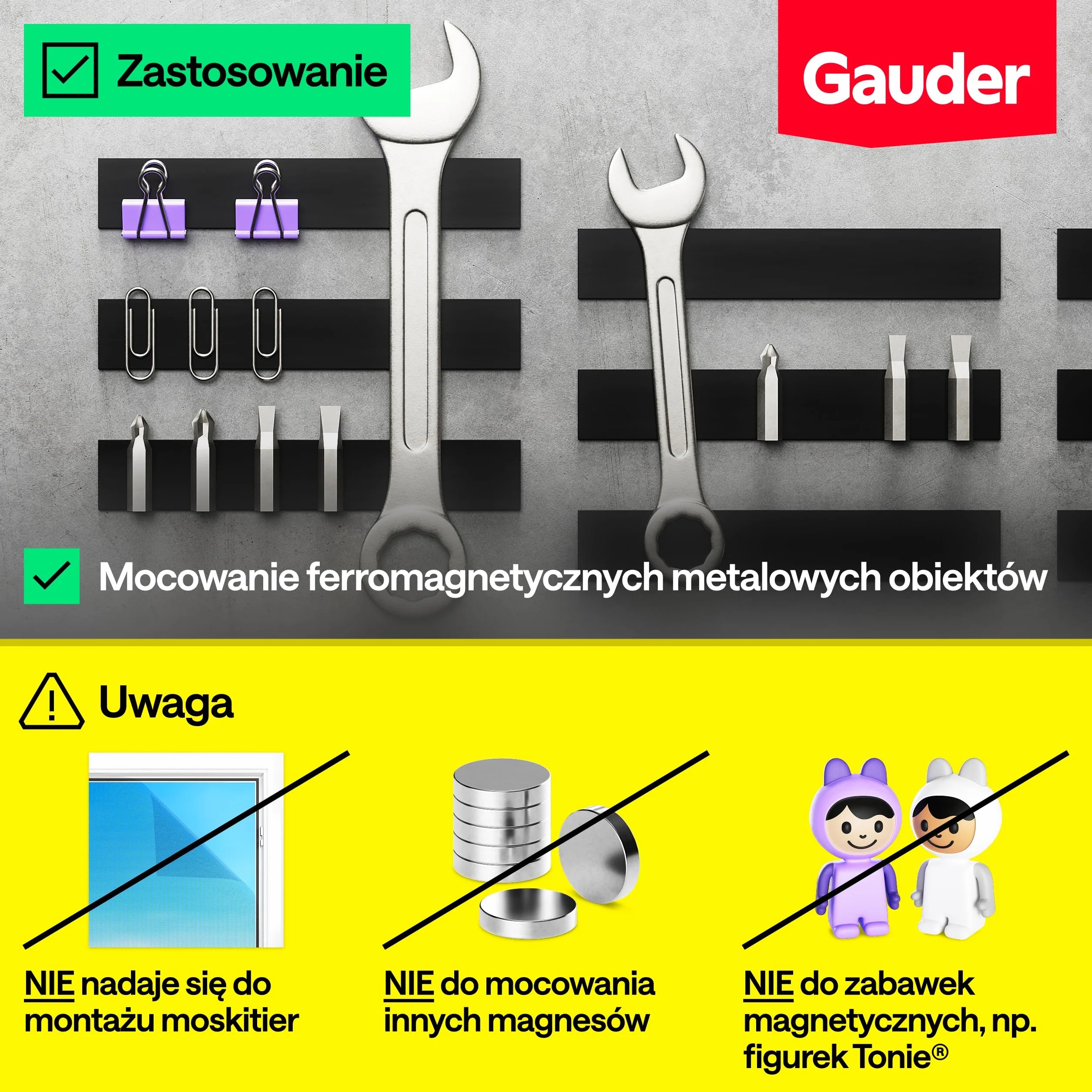 GAUDER Magnetyczne paski z warstwą klejącą - Mocne paski magnetyczne do przedmiotów metalowych - Przycięte magnesy z samoprzylepnym tyłem (10 sztuk - 15 cm x 2 mm x 2 mm)