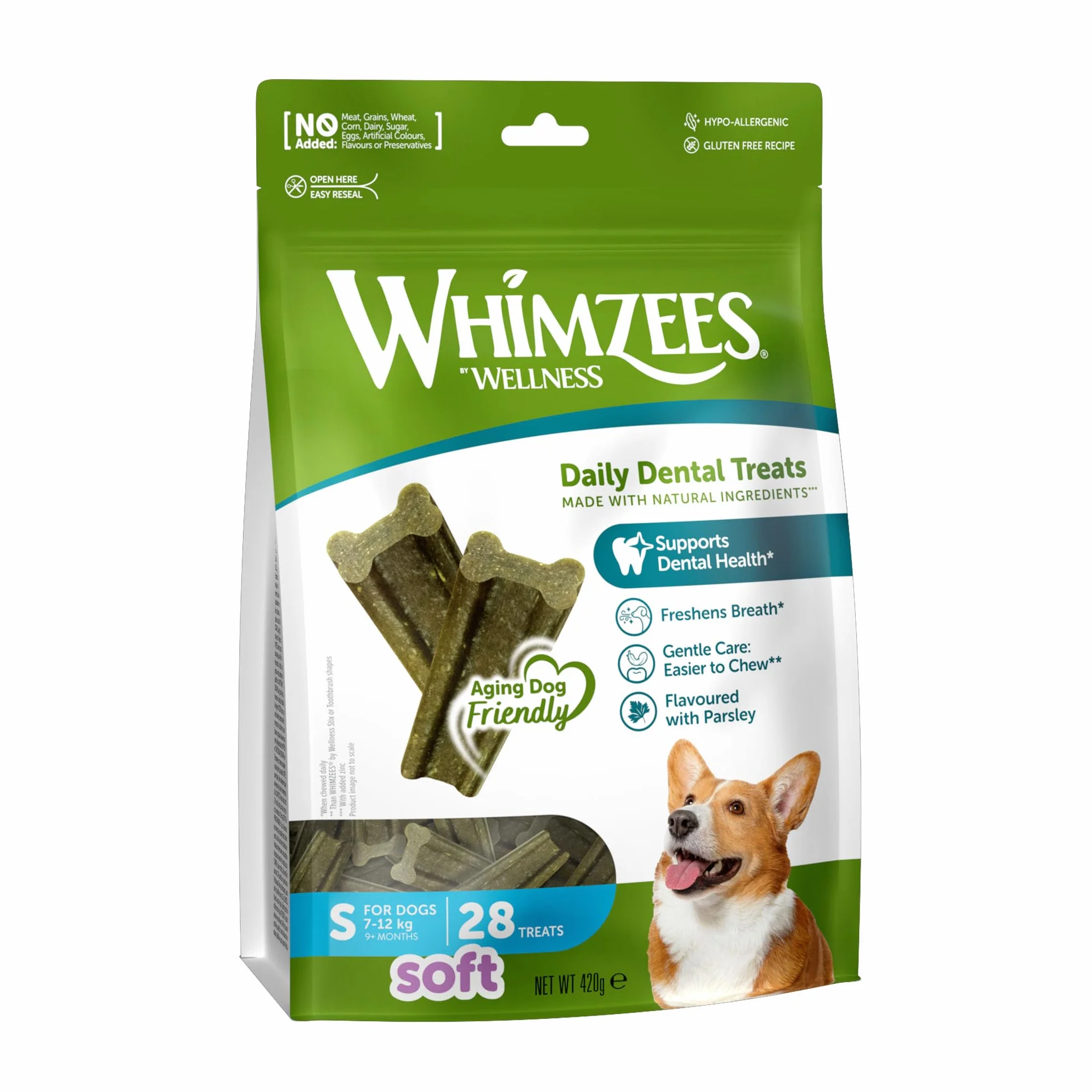 WHIMZEES Soft Stix S, 28 Sztuk – Rozmiar S, Gryzaki Dentystyczne dla Małych Psów, Naturalne, Bezzbożowe, Bez Dodatku Cukru