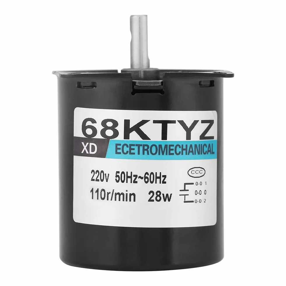 68KTYZ Metalowy Magnes Trwały Elektromotor 230v Silnik 120 Obr./min Synchroniczny Silnik z Przekładnią Wysoki Moment Obrotowy 50Hz ~ 60Hz AC220V 28W 2.5 20 30 110r/min (110RPM)(110 obr/min)