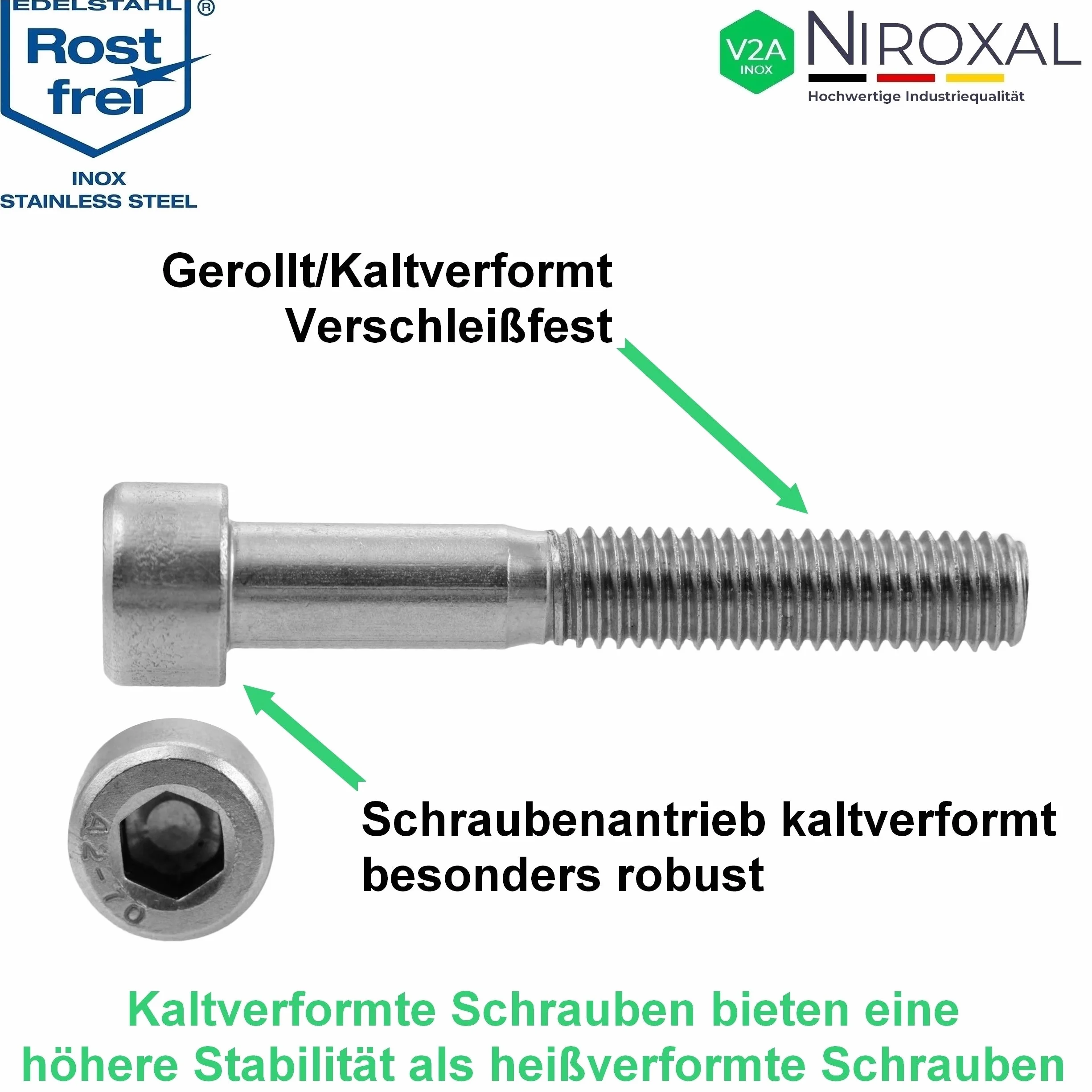 Śruba cylindryczna ze stali nierdzewnej V2A M4 x 60 mm, 25 sztuk