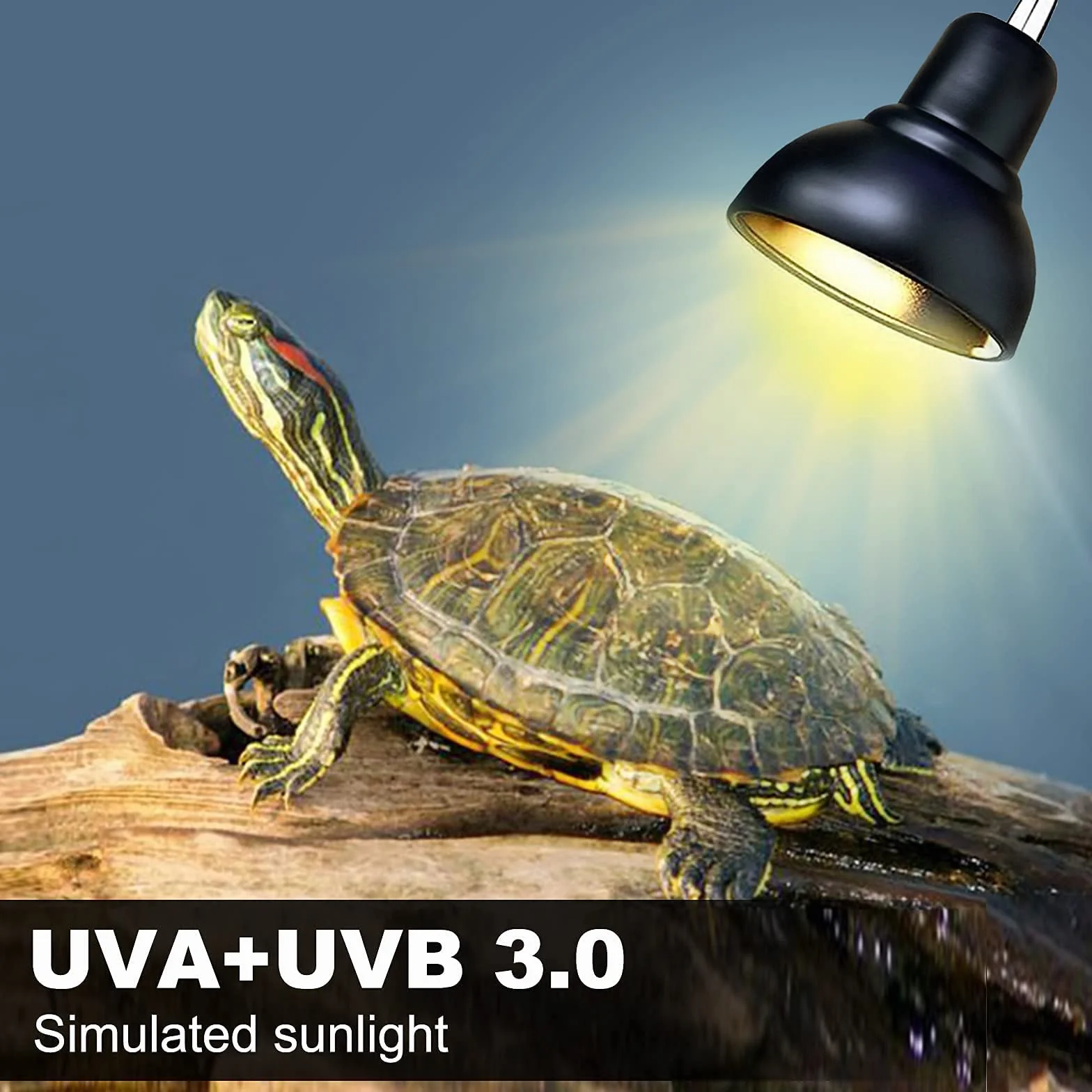 Żółw lampa grzewcza, do akwarium, gadów z 2 żarówkami UVA UVB Basking Spot i zaciskiem obrotowym 360° dla żółwia, węża, jaszczurki itp. halogenu, pomarańczowe światło