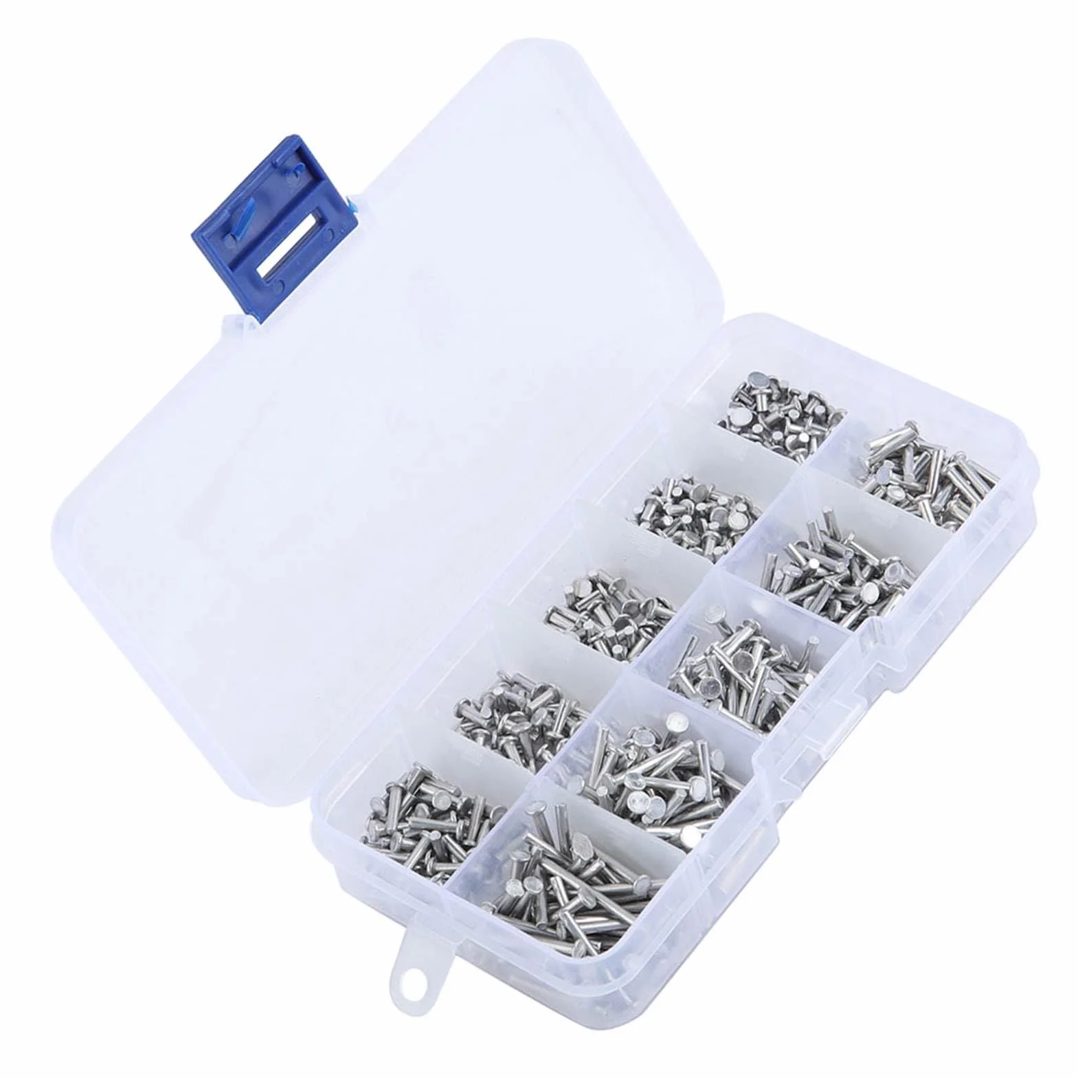 Płaskie Nity Aluminiowe z łbem Stożkowym Płaskim, 500 Szt. Zestaw Nakrętek z łbem Płaskim M2 z Litego Aluminium o Długości 3/4/5/6/8/10/12/14/16/18mm dla Przemysłu Motoryzacyjnego