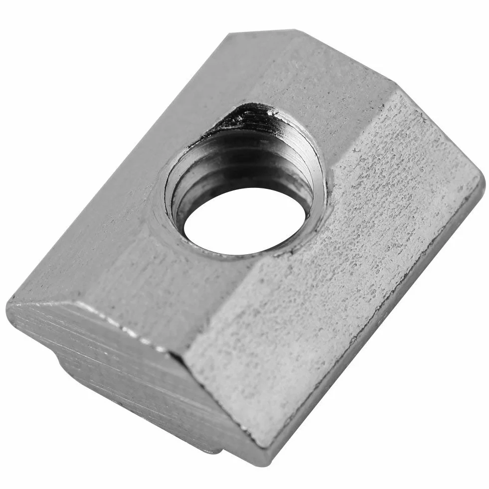 Nakrętki rowkowe T-slot M5 stal węglowa 50 sztuk do profili aluminiowych EU20 niklowane