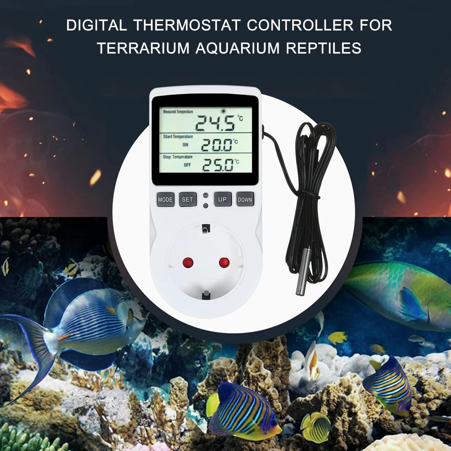 Weytoll Cyfrowy regulator temperatury 220 V LCD do szklarni akwarium terrarium