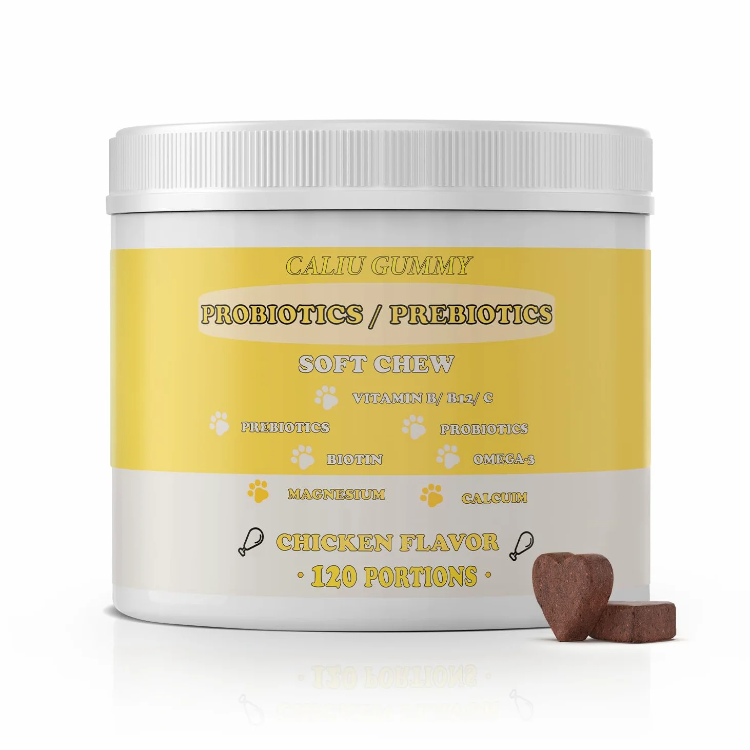 Probiotyki prebiotyki omega-3 witaminy i minerały 120 jednostek naturalny smak kurczaka