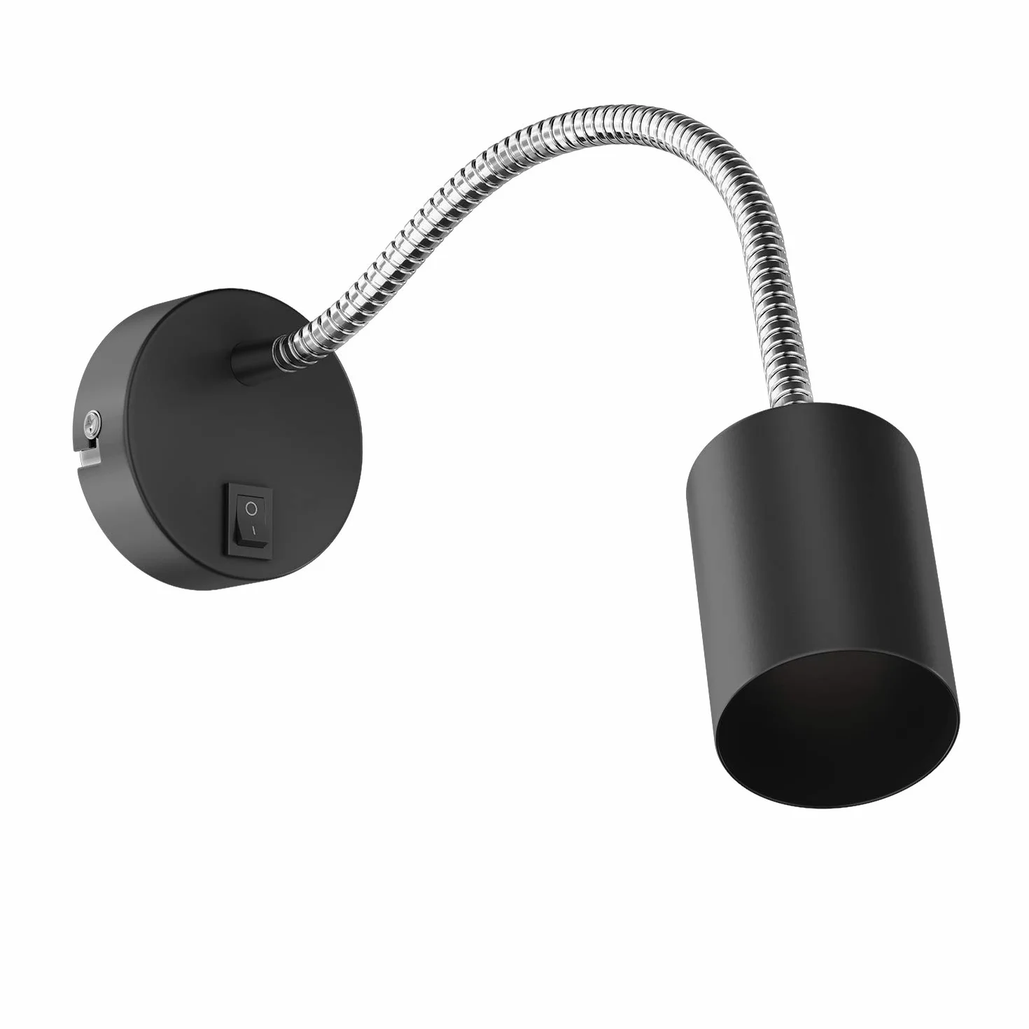 ledscom.de Lampa do czytania/światło ścienne WAIKA, gęsia szyja, przełącznik, czarny mat, 1x GU10 maks. 60W