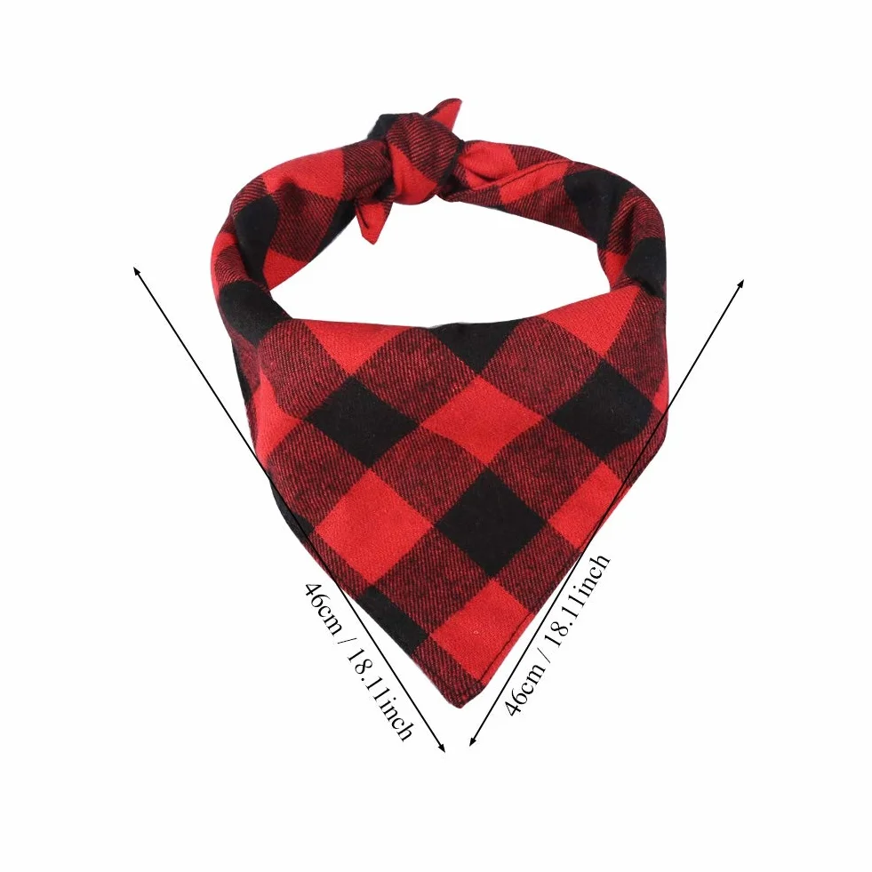 Pet Bandana pies szczeniak wzór karo szal kołnierz śliniaczek chusta na szyję czarny czerwony (L)