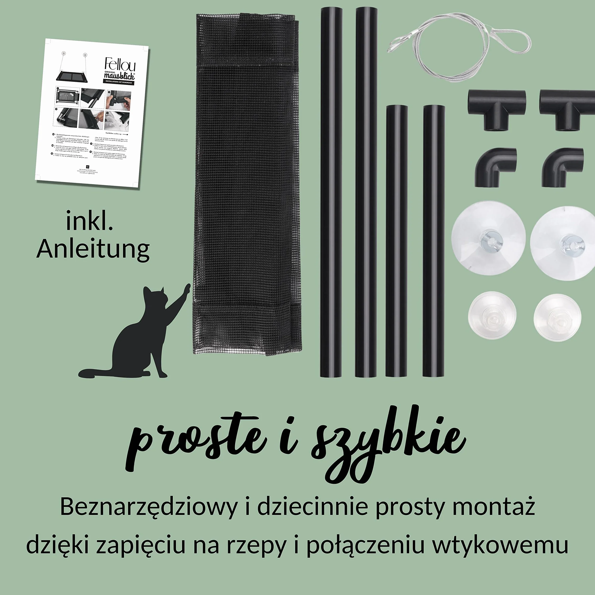 Rijk Hamak Okienny dla Kotów, Waga do 23 kg, Stabilne Miejsce do Leżenia w Oknie