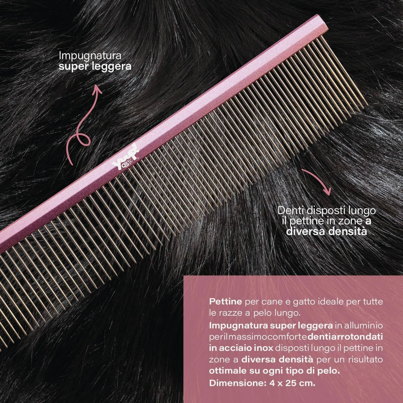 YUUP PINKCOMB mini Profesjonalny grzebień dla psów i kotów