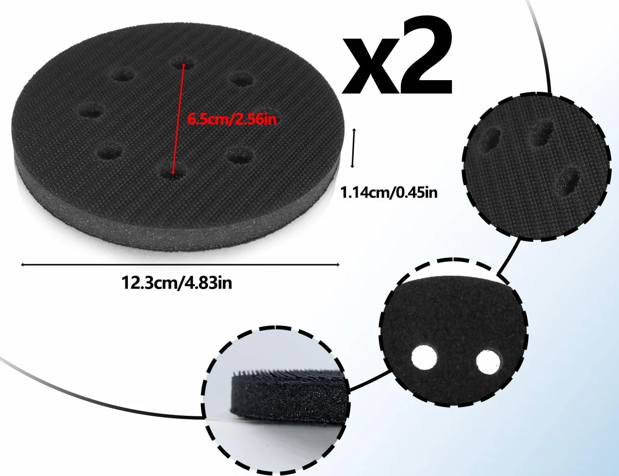 KAPSING 2 tarcze szlifierskie 125 mm gąbka Interface Pad ochraniacze podkładki zamienne do szlifierek 8 otworów