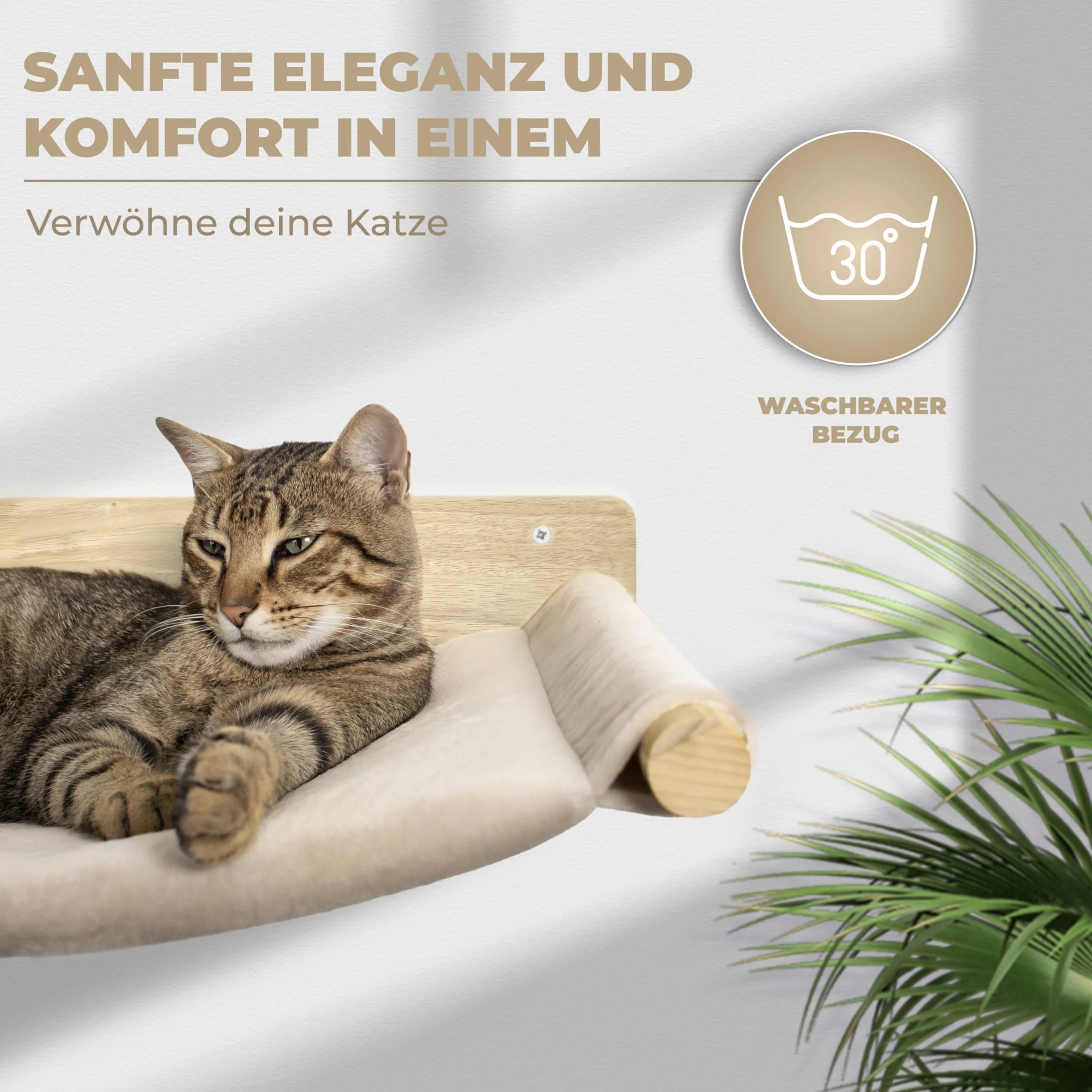 WOOWOOD® Ścianka wspinaczkowa dla kotów - 2 x Schodki ścienne dla kota [Pełne drewno] - Drzewko do wspinaczki na ścianie - Koci hamak - Ścianka do wspinaczki - Meble dla kotów - Ścianka dla kotów