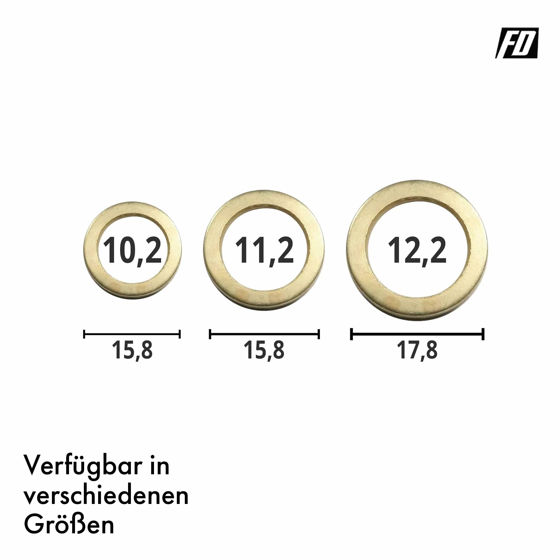Zestaw Fitschenring │ 30 części │ Ø 10/11/12 mm │ mosiądzowany │ stal │ podkładki │ podkładki │ firmy FD-Workstuff