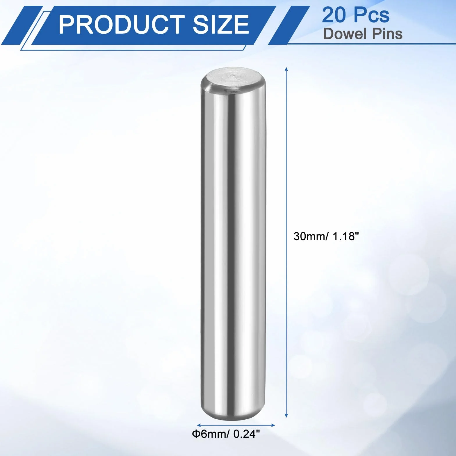 QUARKZMAN 20 sztuk trzpień walcowy 6 mm x 30 mm stal nierdzewna 316L elementy mocujące do regałów