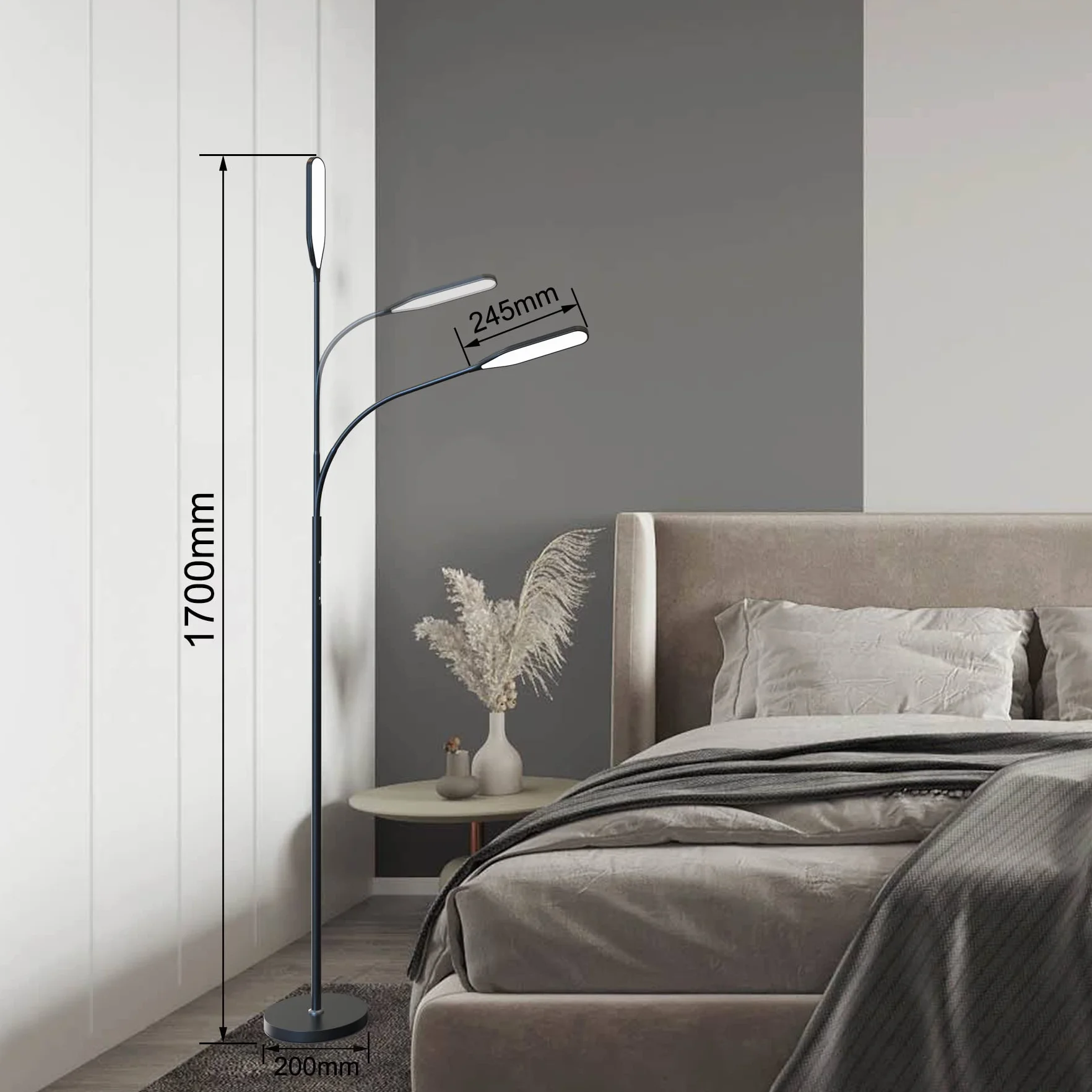 Ściemnialna lampa podłogowa LED 3w1 z klipsem