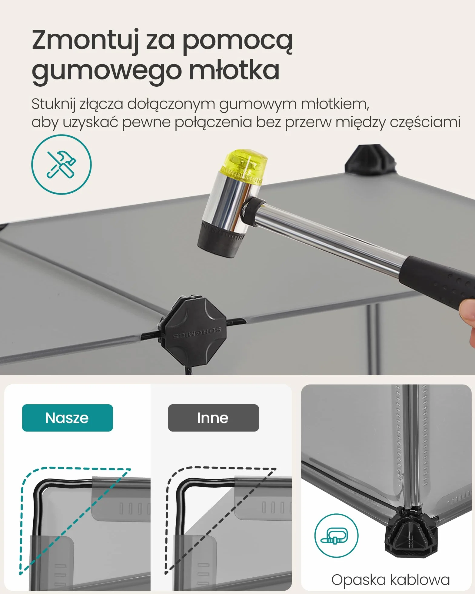 SONGMICS LPC002G01 wybieg z płytami podłogowymi, kojec, wybieg dla świnek morskich, z tworzywa sztucznego, wybieg dla chomików, królików, jeży, 143 x 73 x 46 cm, szary