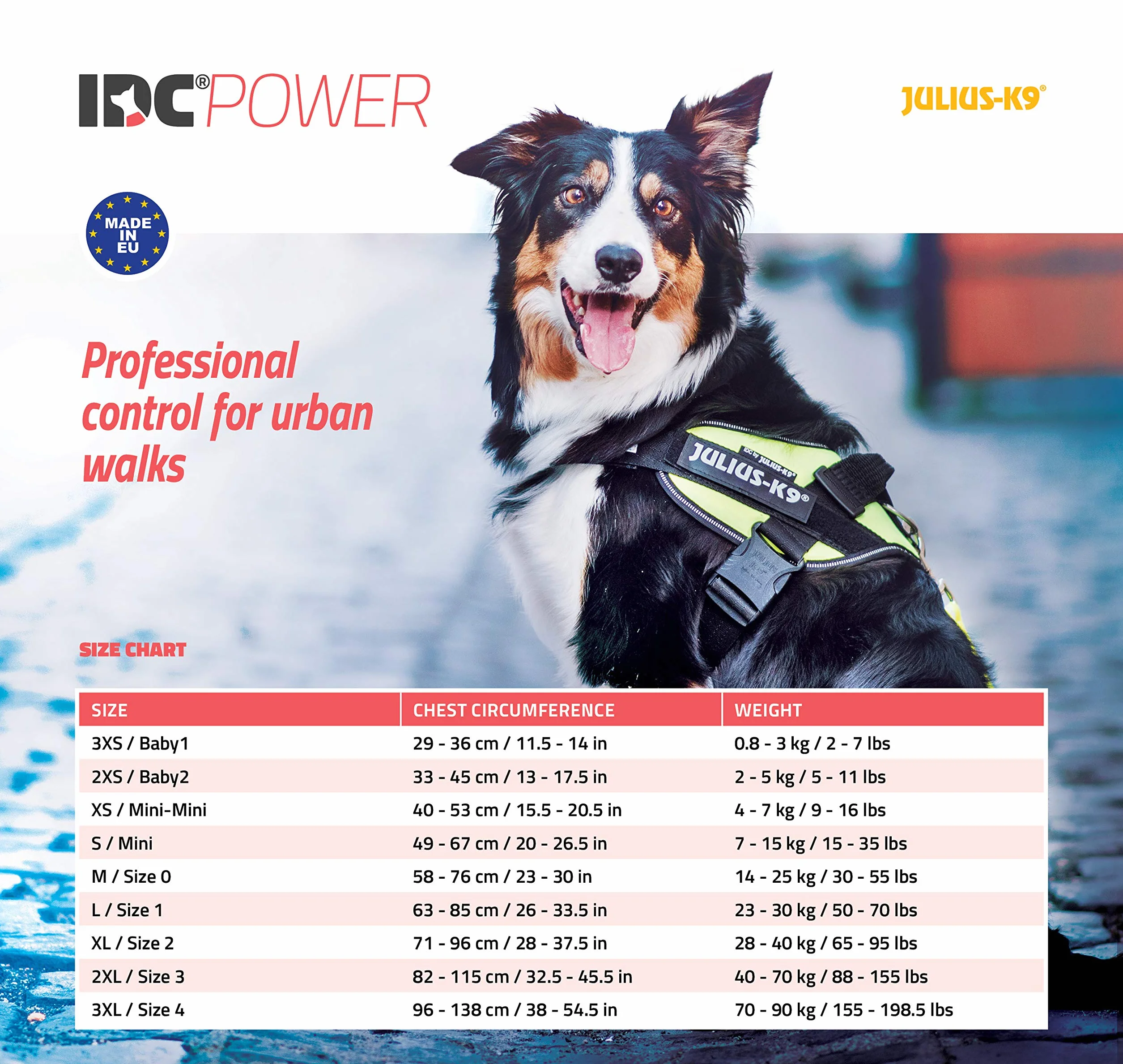 Julius-K9, IDC Powerharness, uprząż dla psa z przednim paskiem sterującym Y, rozmiar: XL/2, czarna