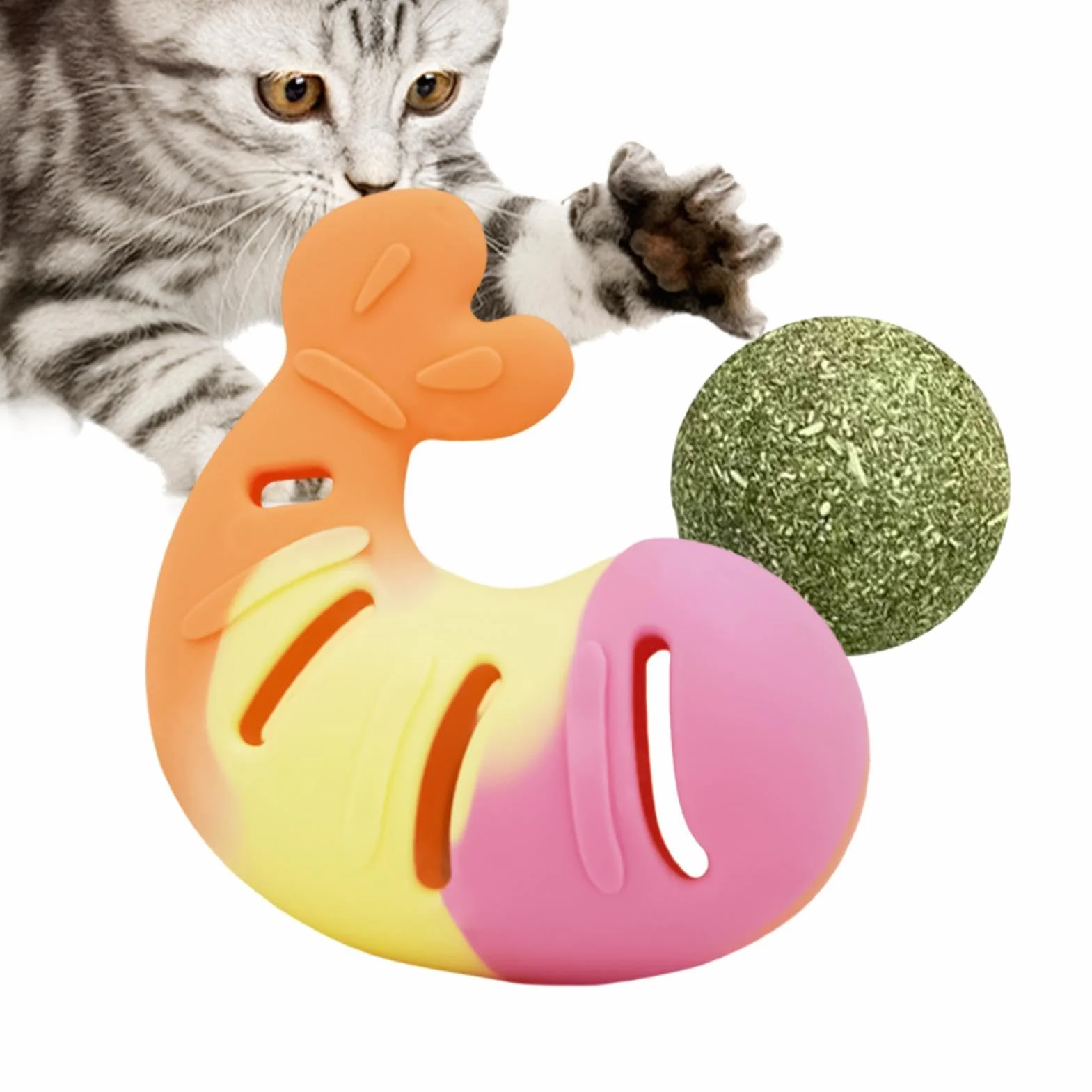 Kitten Play Toy - Shrimp Shape Chew, Stress Relief with Catnip Fun, Aid, Interactive Toy, Cat Entertainment for Indoor Outdoor Home Apartment Birthday Holiday Daily Activity at Living Room