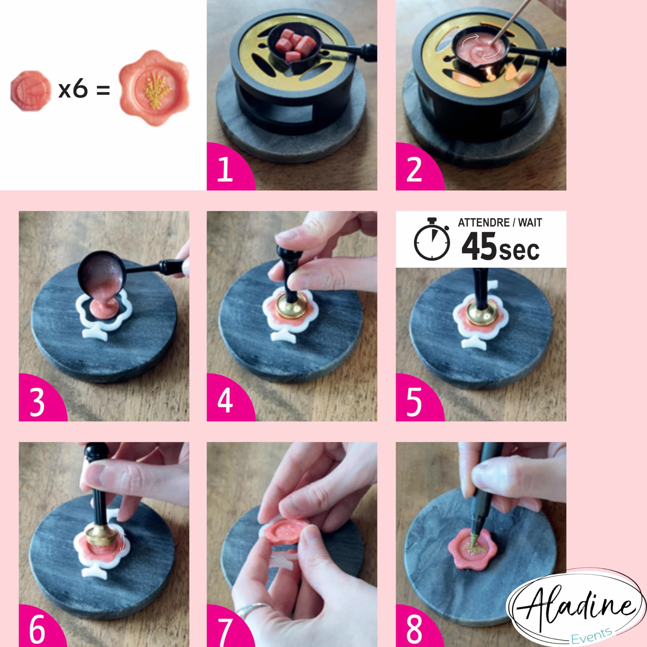 Aladine - 6 foremek do pieczątek woskowych