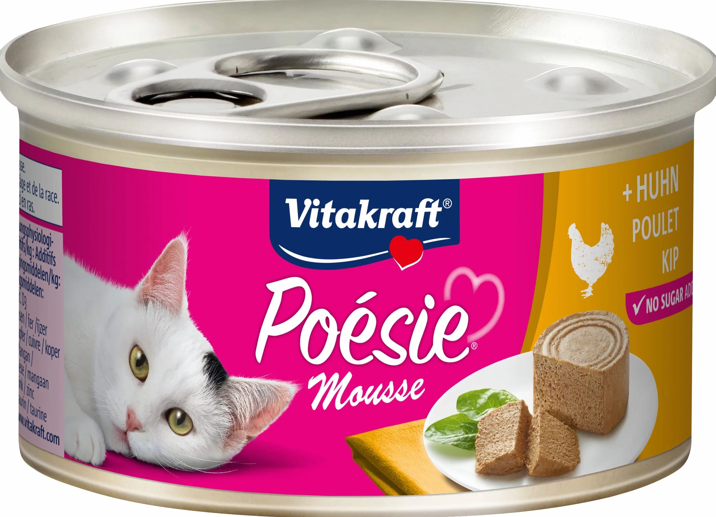 Vitakraft Poésie Mousse, mokra karma dla kotów, przewiewny mus z kurczakiem, w magazynie, bez dodatku cukru (12 x 85 g)