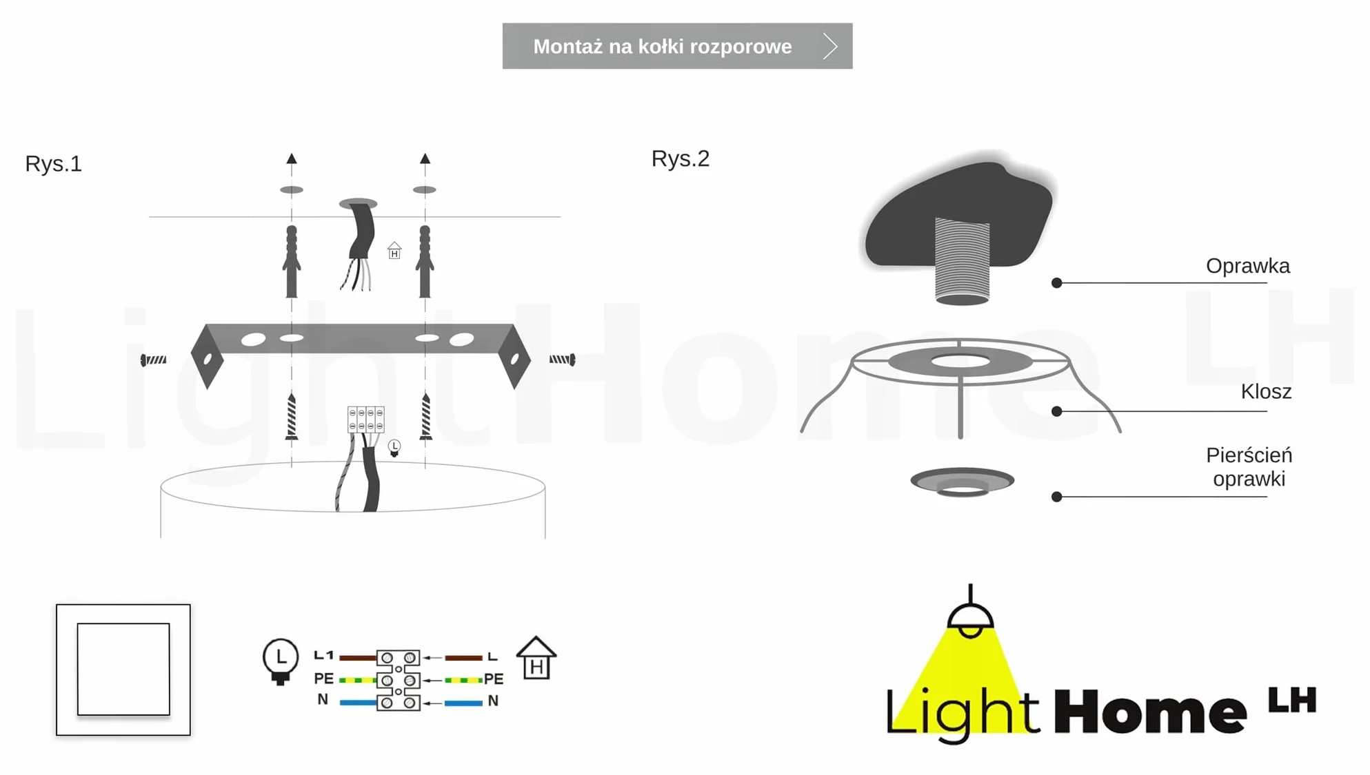 Light-Home Lampa sufitowa wisząca żyrandol loft metalowy biały GU10
