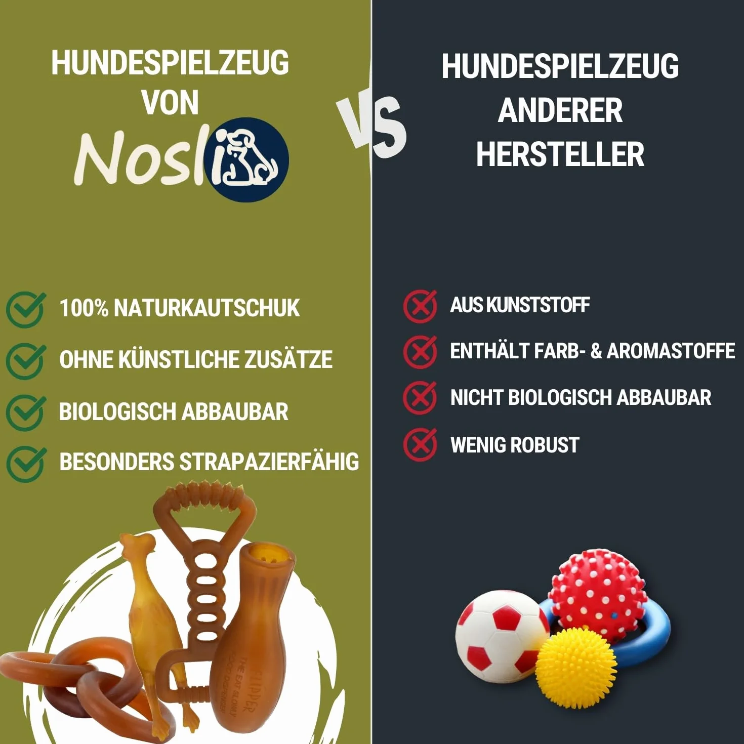 Natural Toys Football Piłka dla psa Premium ze 100% naturalnego kauczuku • Zabawka do gryzienia dla psów • Piłka do rzucania dla małych i dużych psów • Zabawka dla psów • Piłka do zabawy (S)